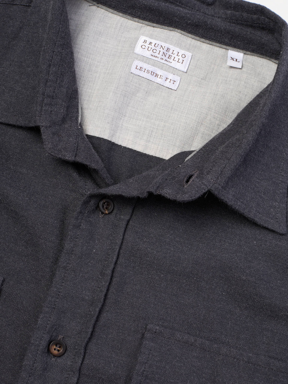 BRUNELLO CUCINELLI Gray Cotton Leisure Fit Shirt XL