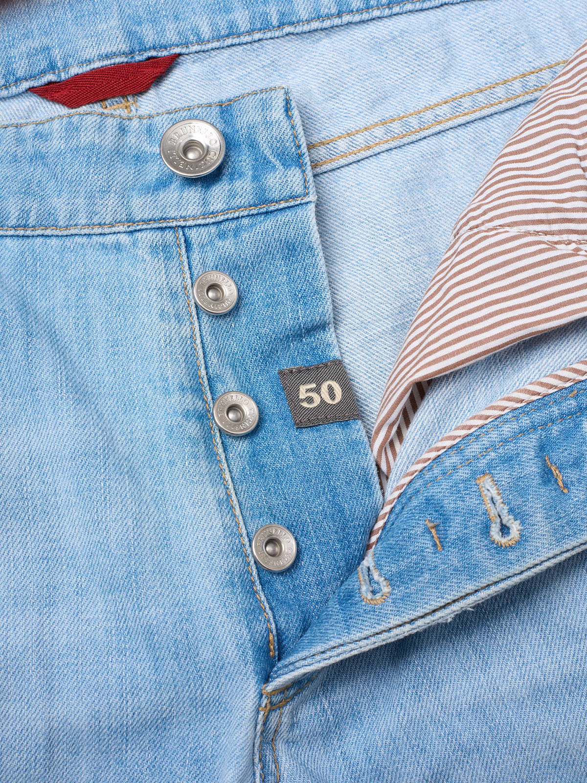 BRUNELLO CUCINELLI Light Blue Cotton Denim Traditional Fit Jeans