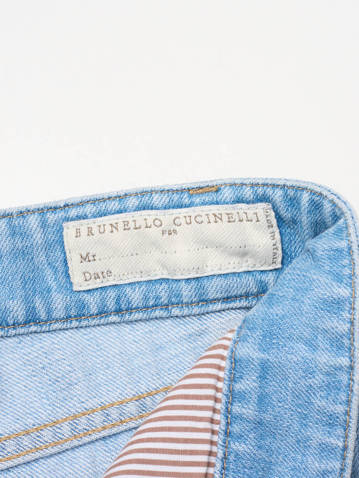 BRUNELLO CUCINELLI Light Blue Cotton Denim Traditional Fit Jeans