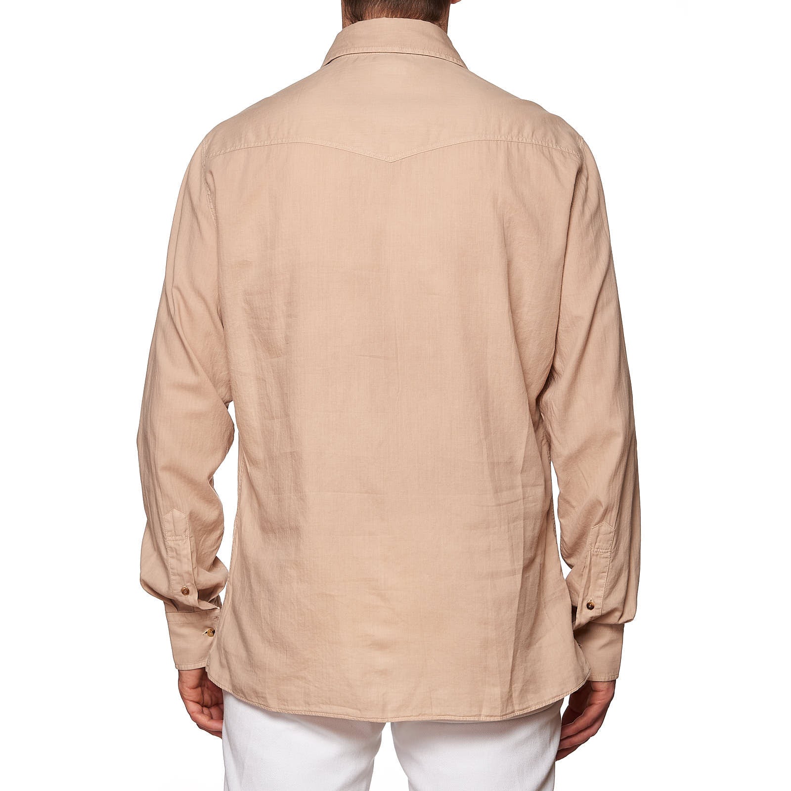 BRUNELLO CUCINELLI Beige Cotton Cutaway Collar Leisure Fit Casual Shirt NEW XL BRUNELLO CUCINELLI