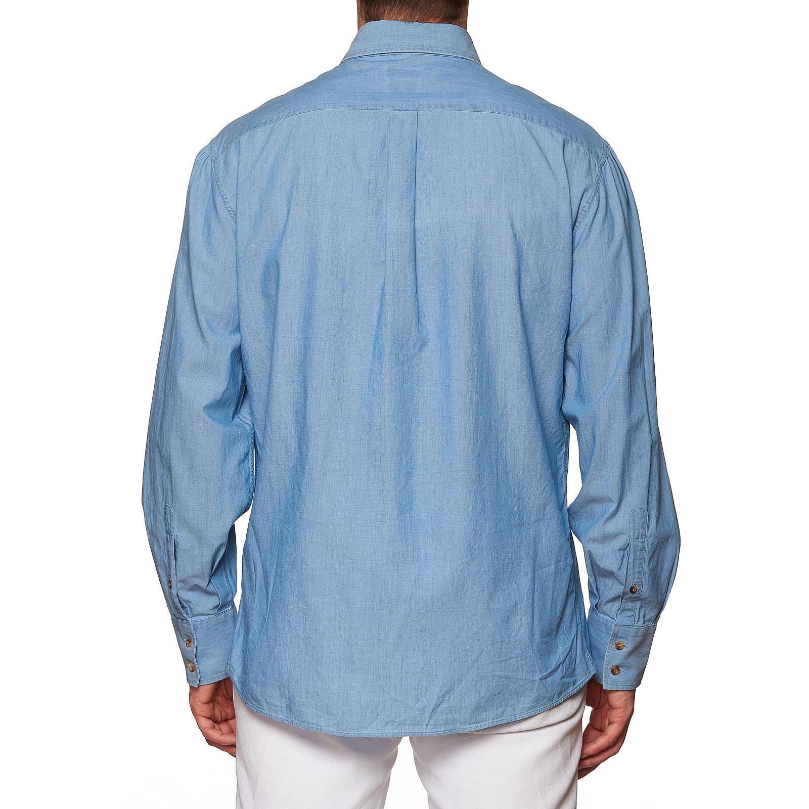 BRUNELLO CUCINELLI Blue Cotton Button-Down Collar Basic Fit Casual Shirt L BRUNELLO CUCINELLI