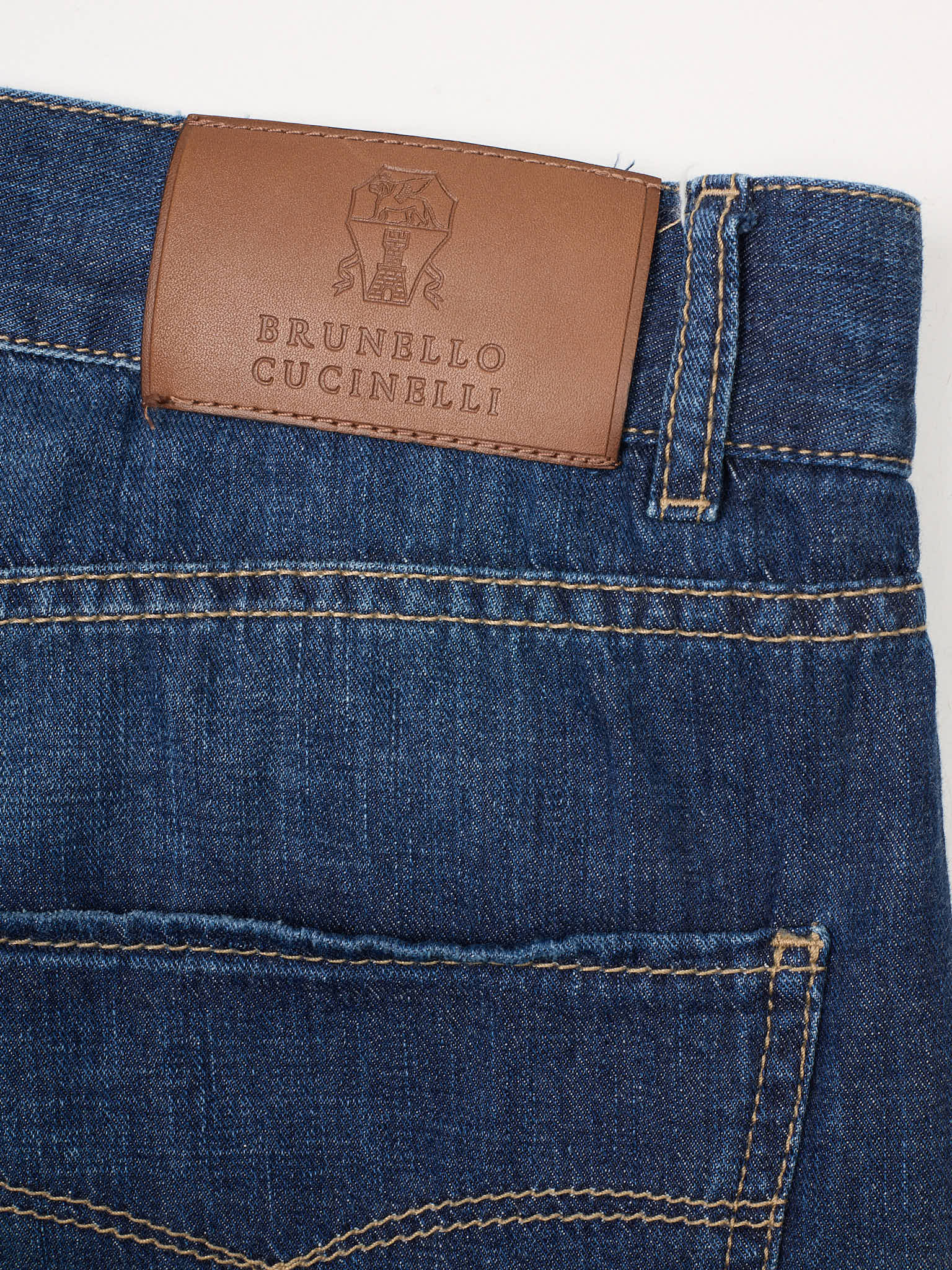 BRUNELLO CUCINELLI Blue Cotton Denim Leisure Fit Jeans