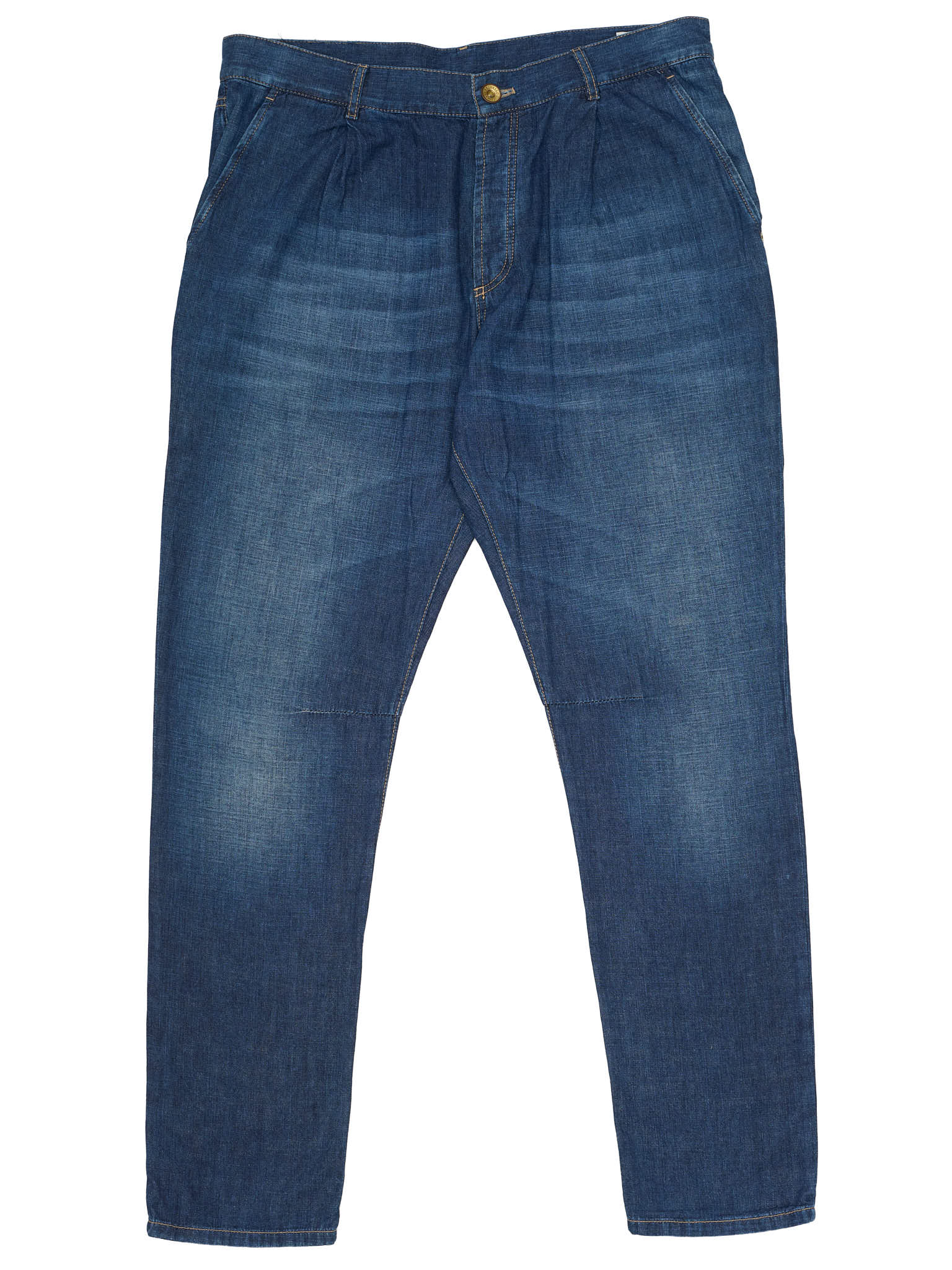 BRUNELLO CUCINELLI Blue Cotton Denim Leisure Fit Jeans