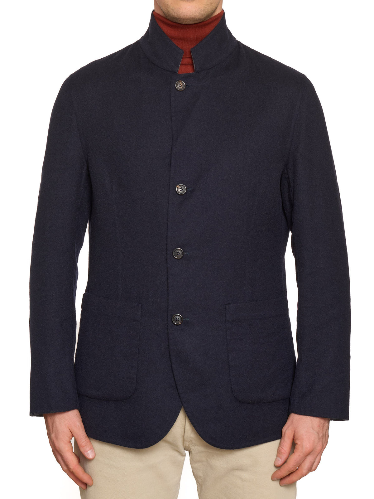 BRUNELLO CUCINELLI Blue Gray Cashmere-Silk Reversible Double Sided Jacket