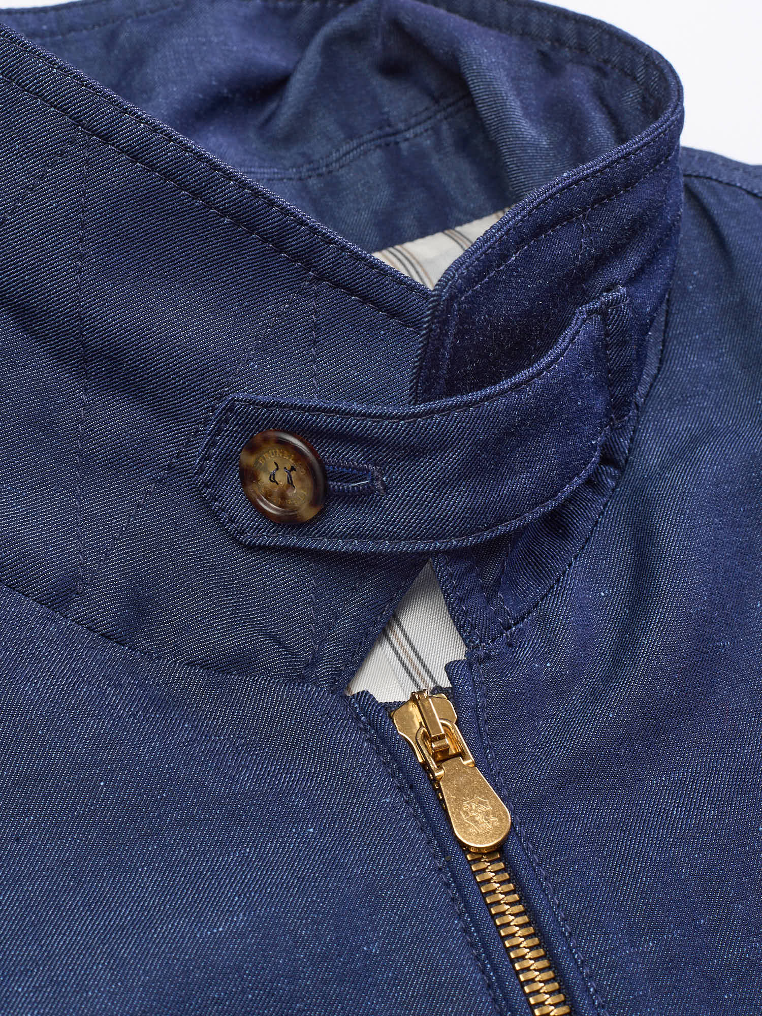 BRUNELLO CUCINELLI Wool-Linen Harrington Denim Jacket Blouson