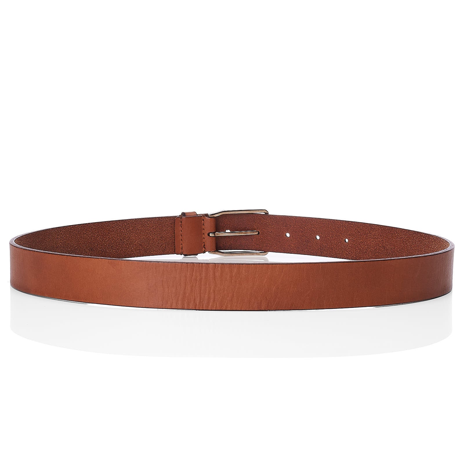 BRUNELLO CUCINELLI  Brown Leather Belt with Silver-Tone Buckle 85cm 34"
