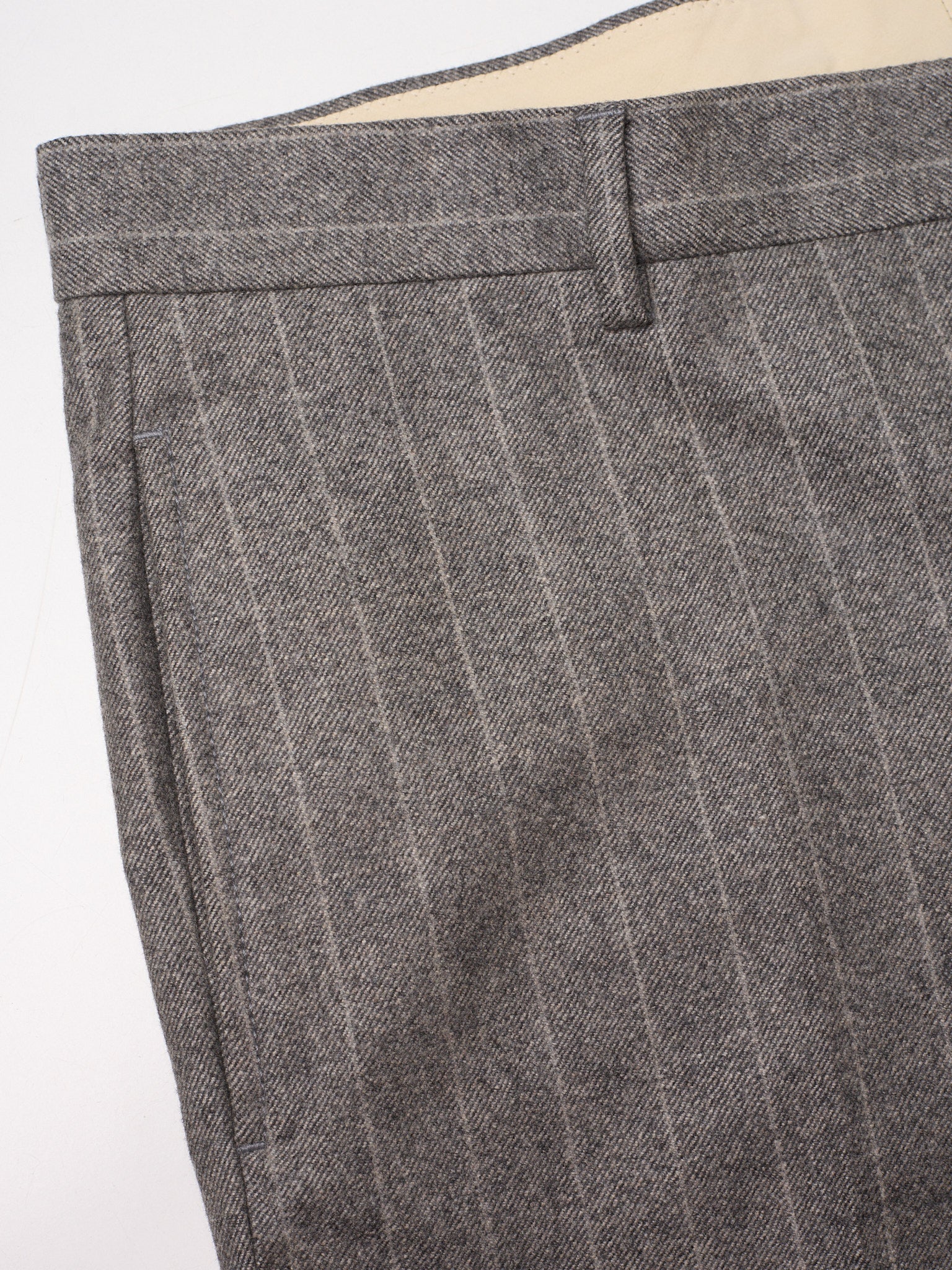BRUNELLO CUCINELLI Dark Gray Chalk Stripe Wool Dress Pants
