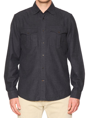 BRUNELLO CUCINELLI Gray Cotton Leisure Fit Shirt XL