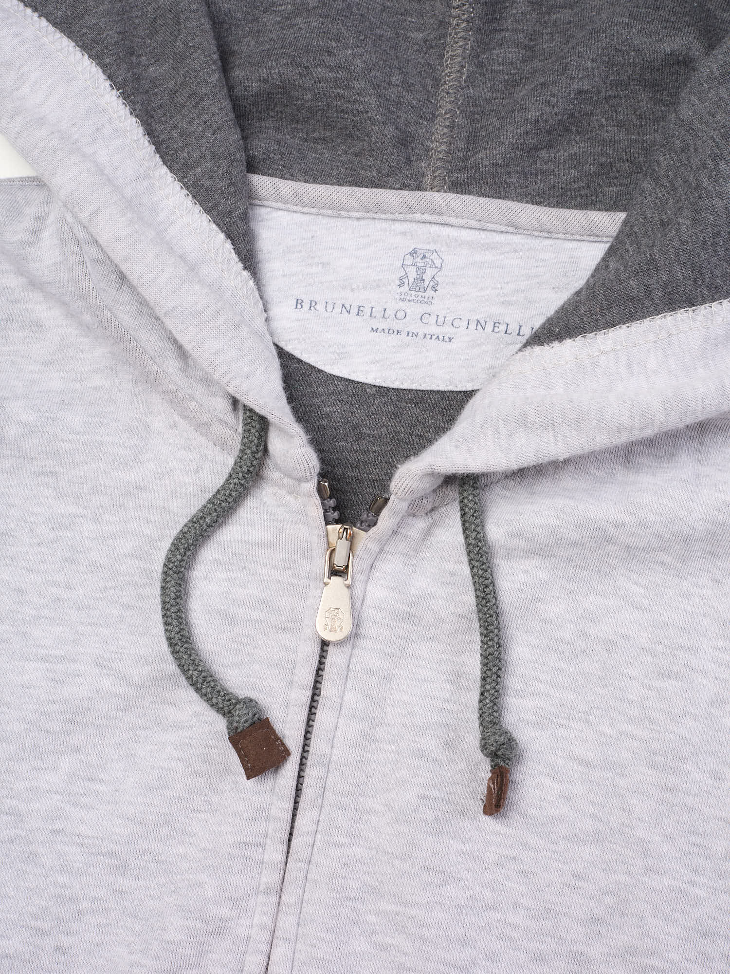 BRUNELLO CUCINELLI Gray Cotton Zip Hoodie Size L