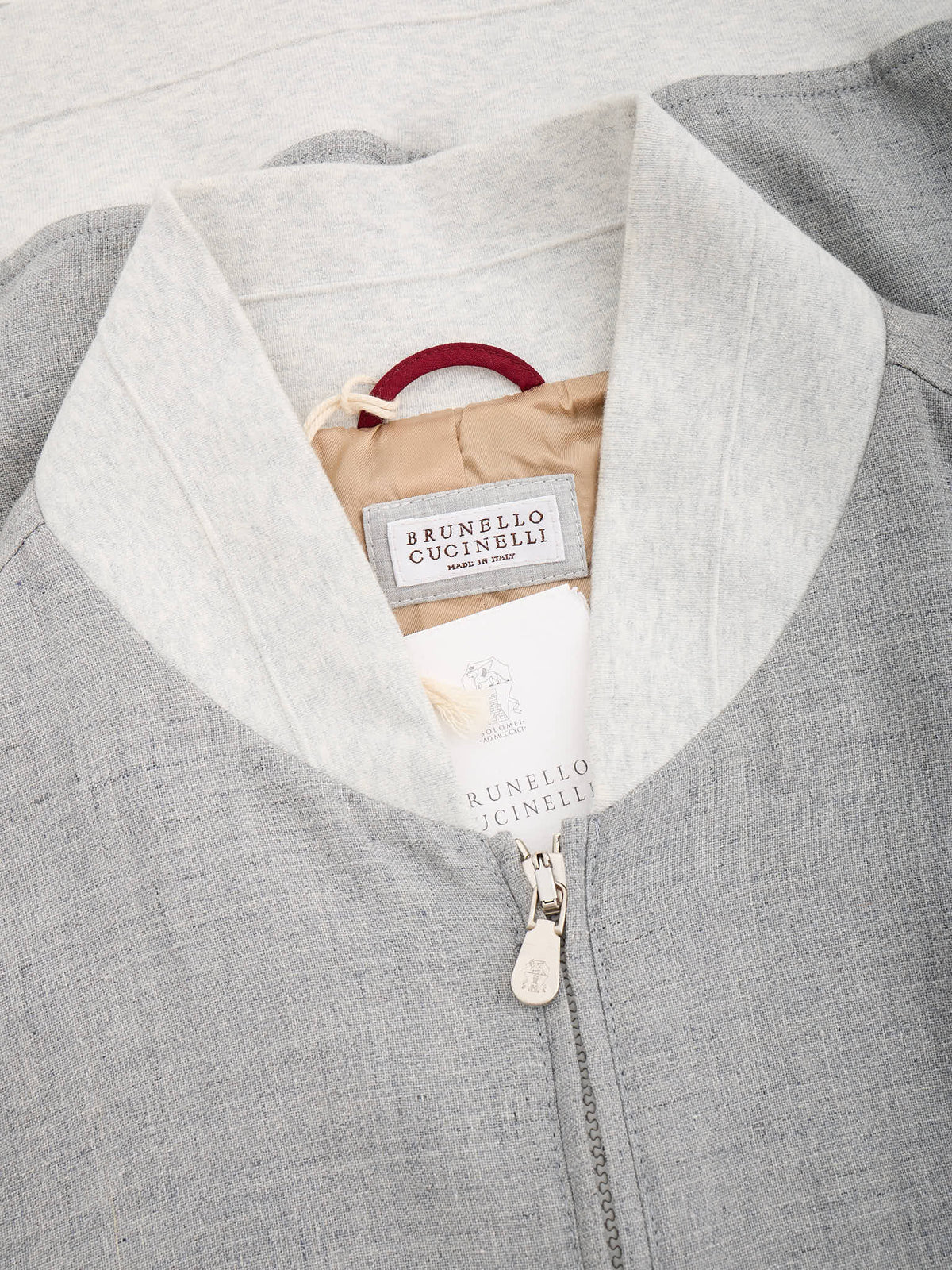 BRUNELLO CUCINELLI Gray Linen-Wool Bomber Jacket NEW