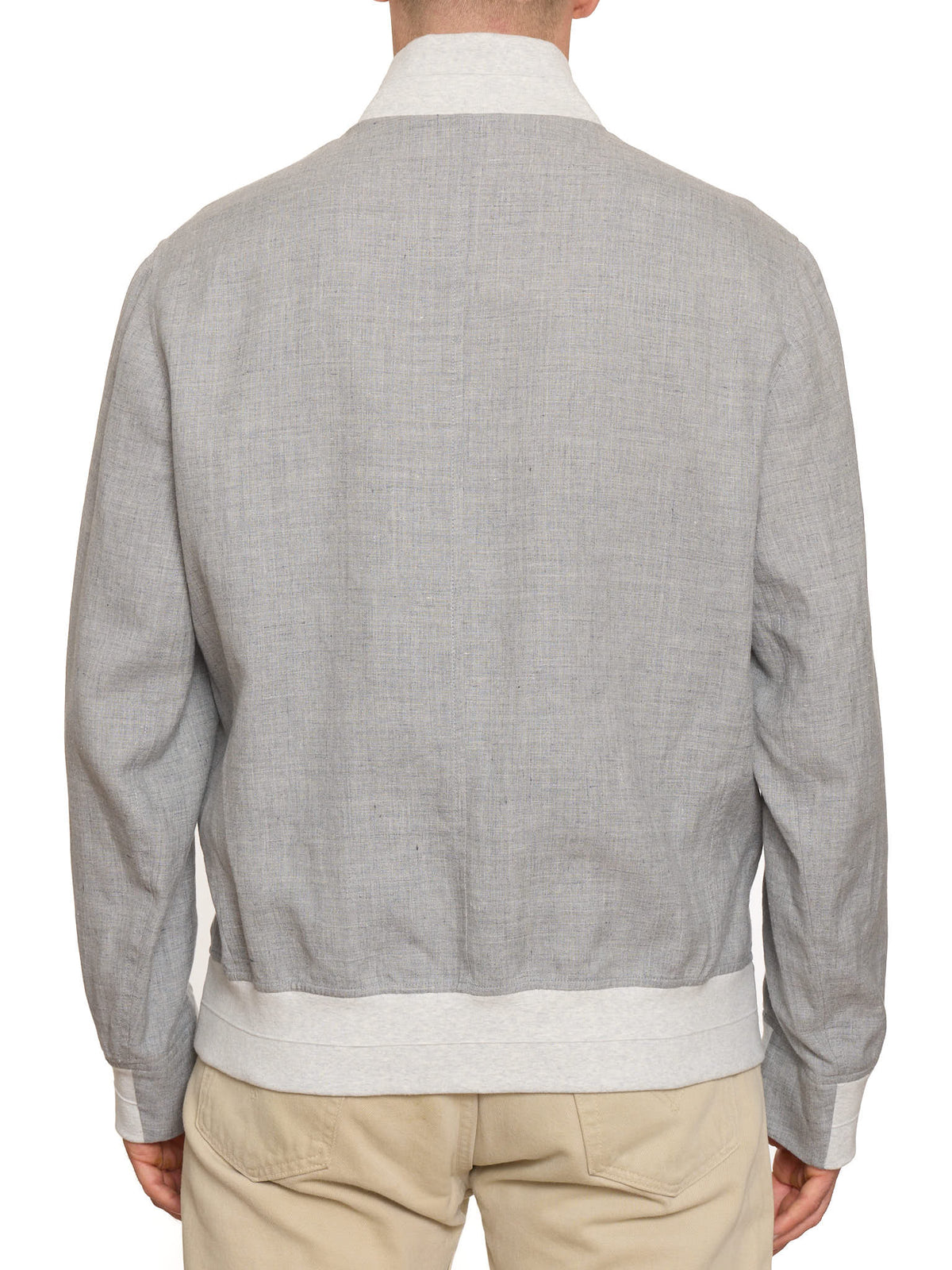 BRUNELLO CUCINELLI Gray Linen-Wool Bomber Jacket NEW