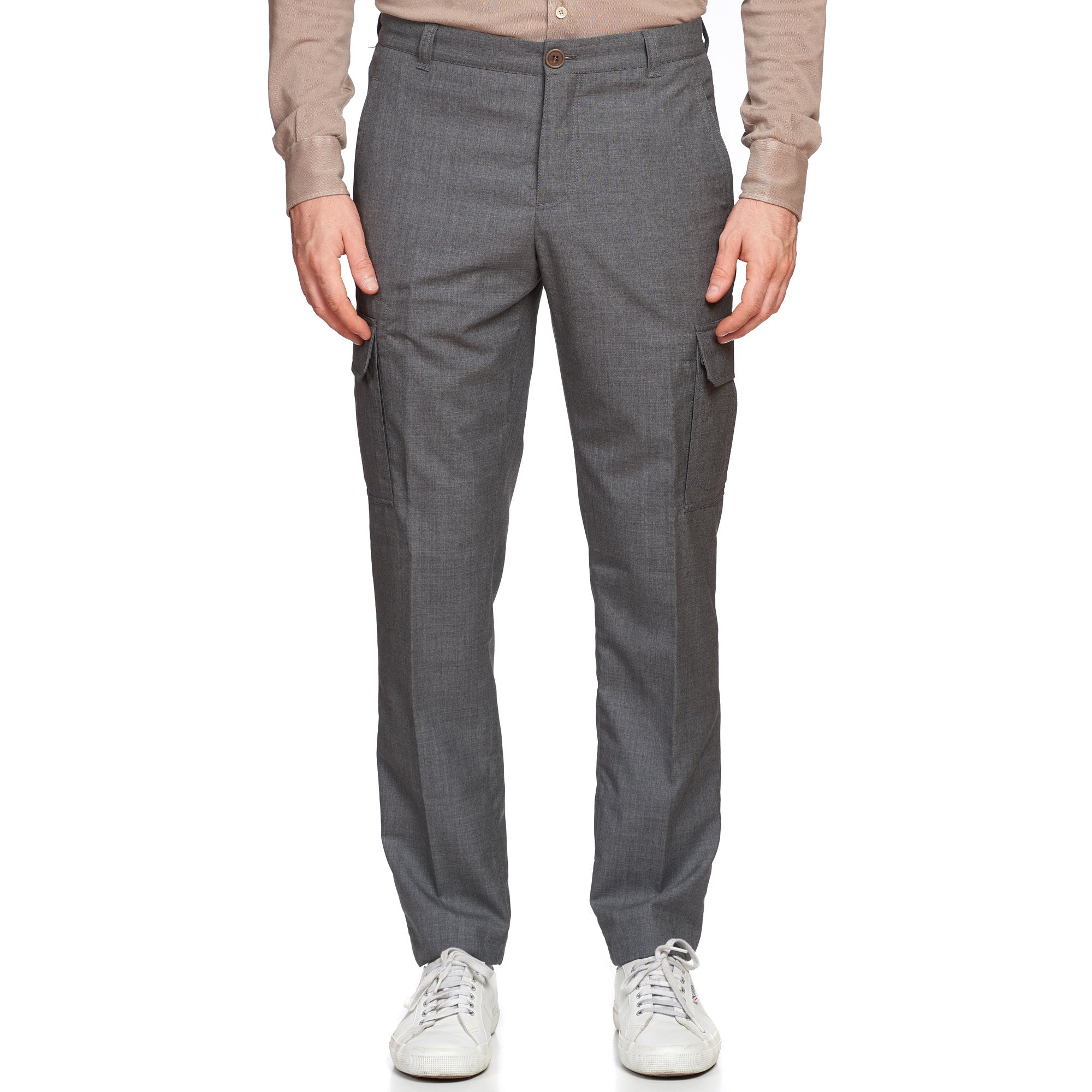 BRUNELLO CUCINELLI Gray Wool Cargo Slim Fit Pants EU 50 NEW US 34