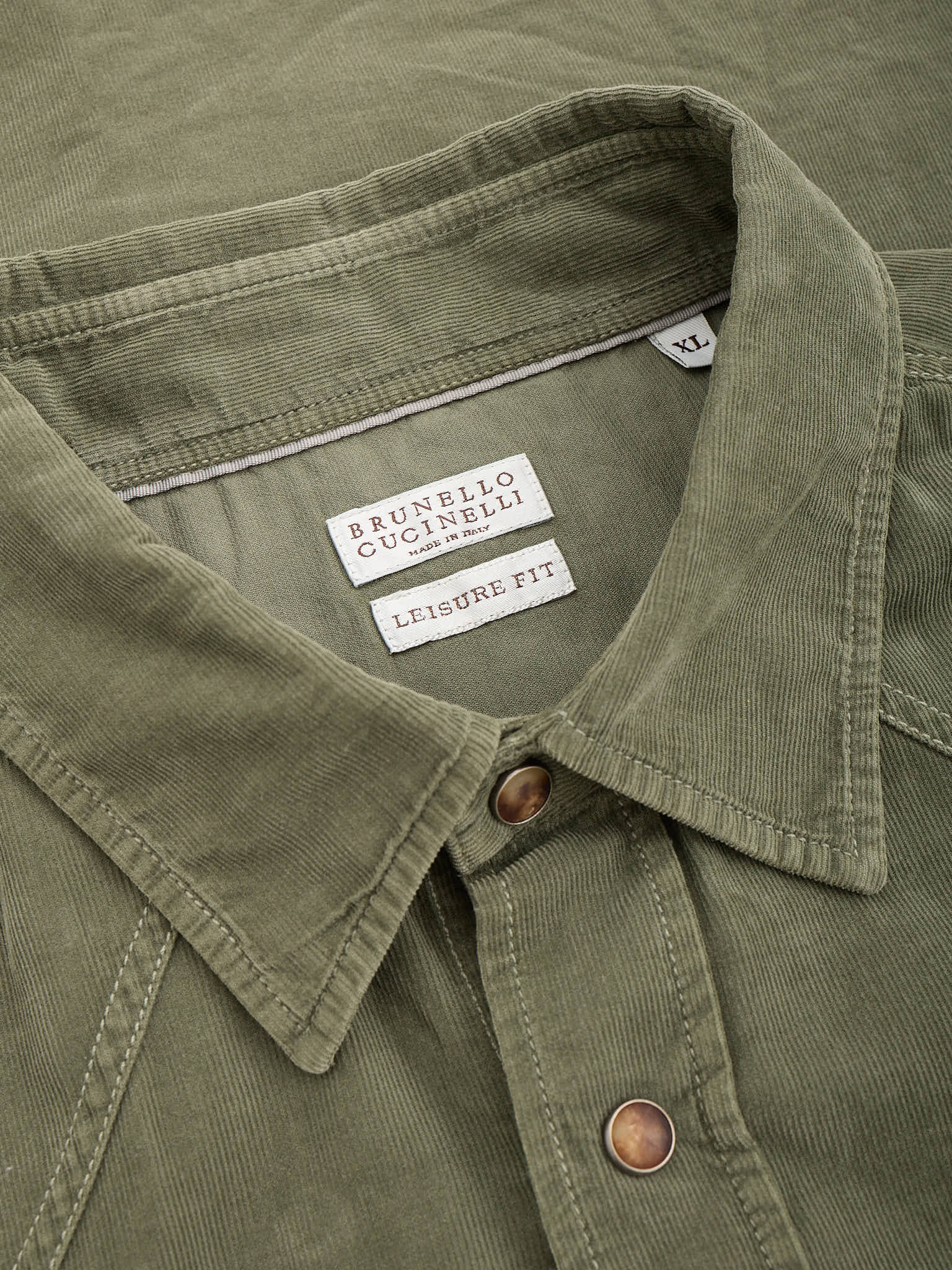 BRUNELLO CUCINELLI Green Leisure Fit Western Corduroy Shirt