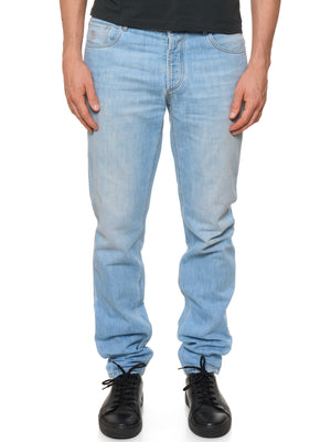BRUNELLO CUCINELLI Light Blue Cotton Denim Traditional Fit Jeans