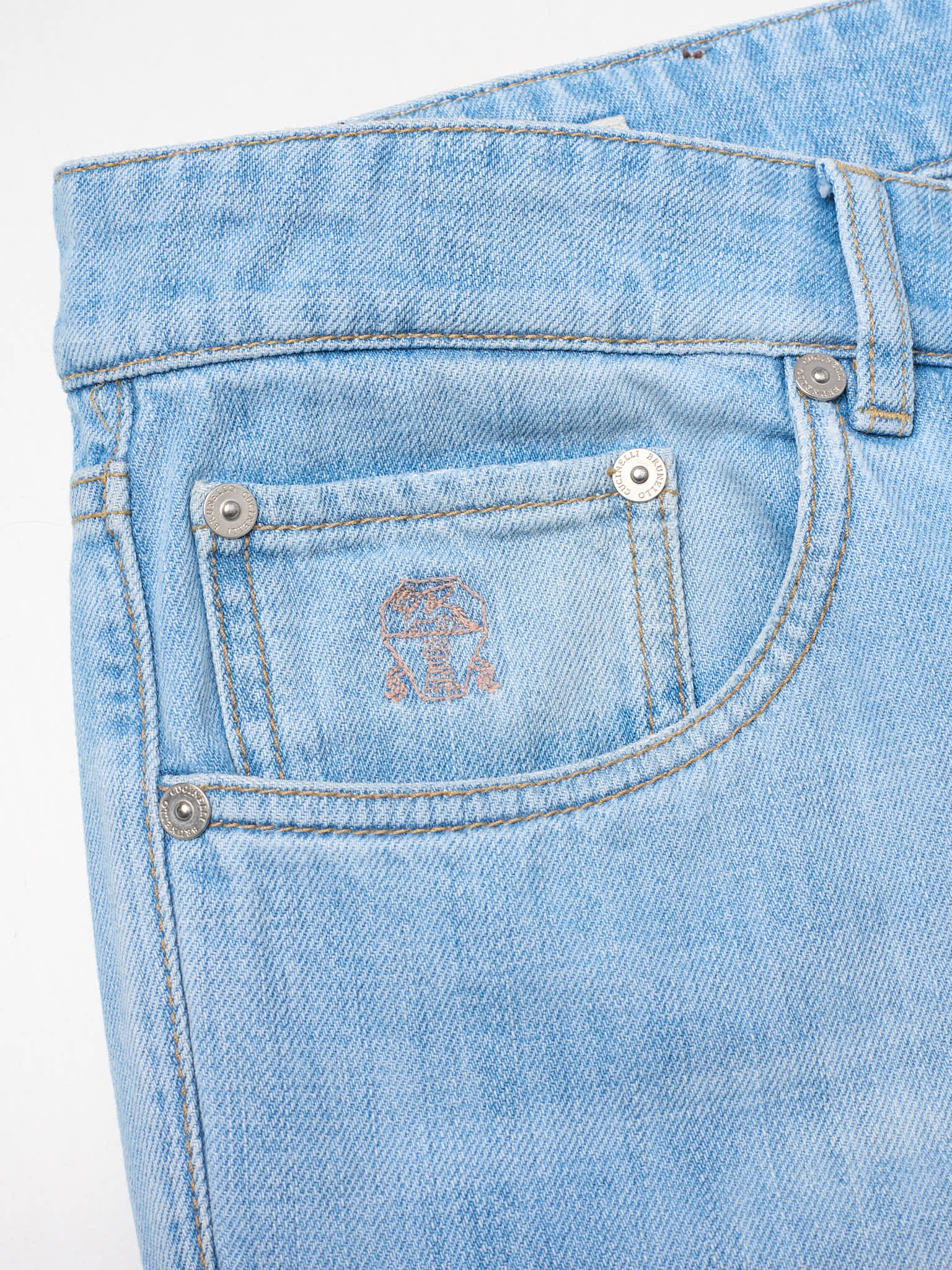 BRUNELLO CUCINELLI Light Blue Cotton Denim Traditional Fit Jeans