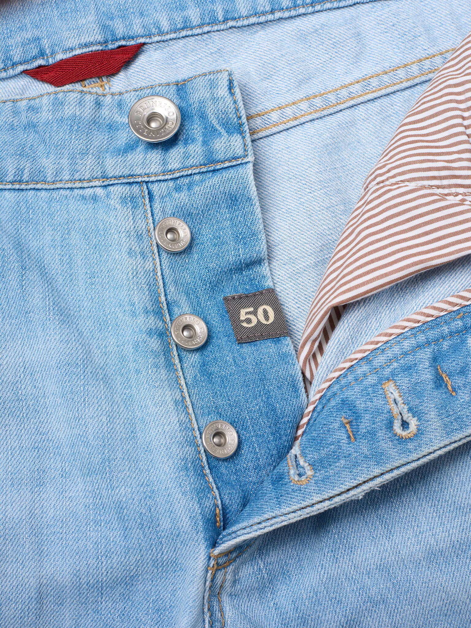BRUNELLO CUCINELLI Light Blue Cotton Denim Traditional Fit Jeans