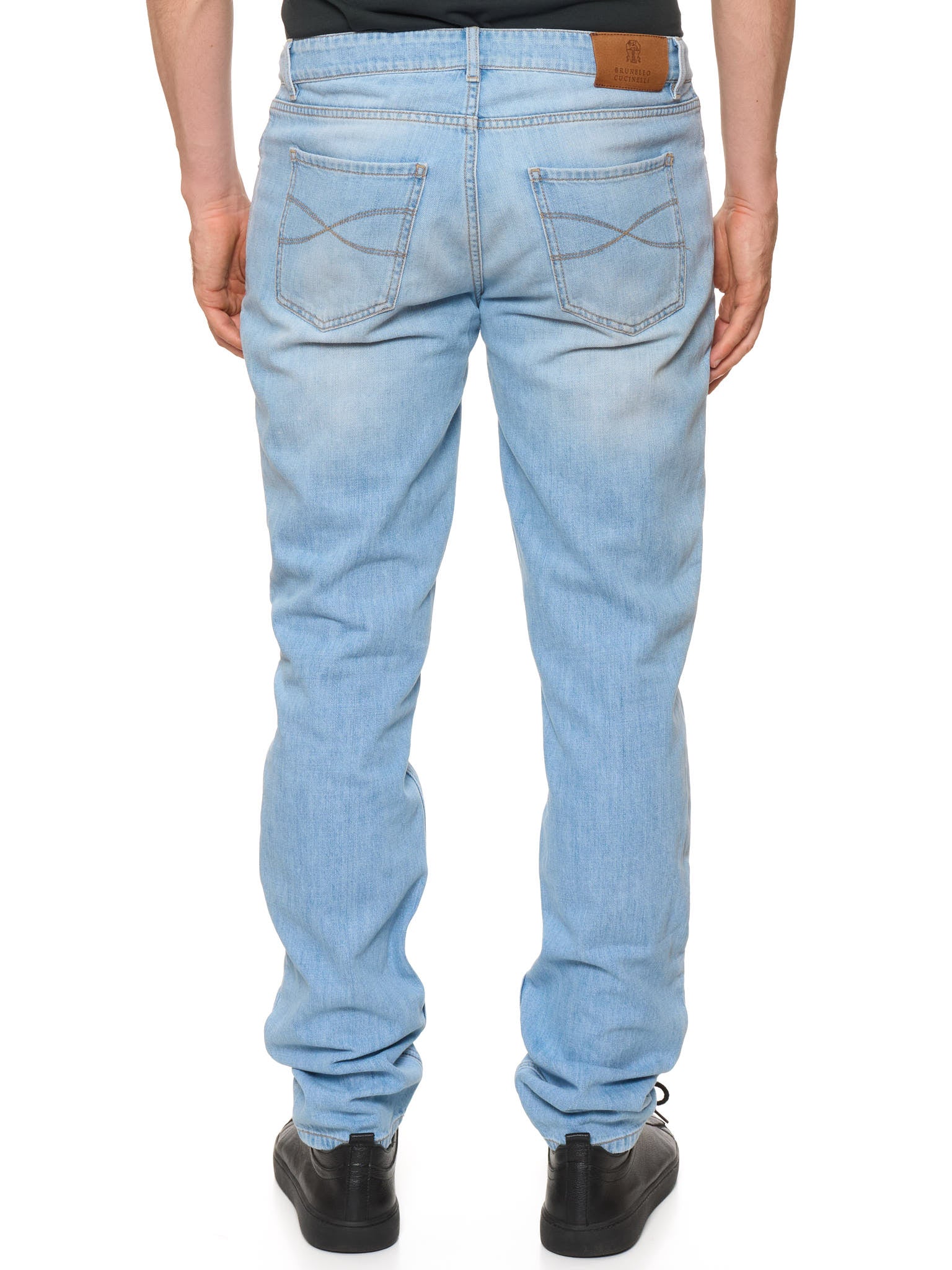 BRUNELLO CUCINELLI Light Blue Cotton Denim Traditional Fit Jeans