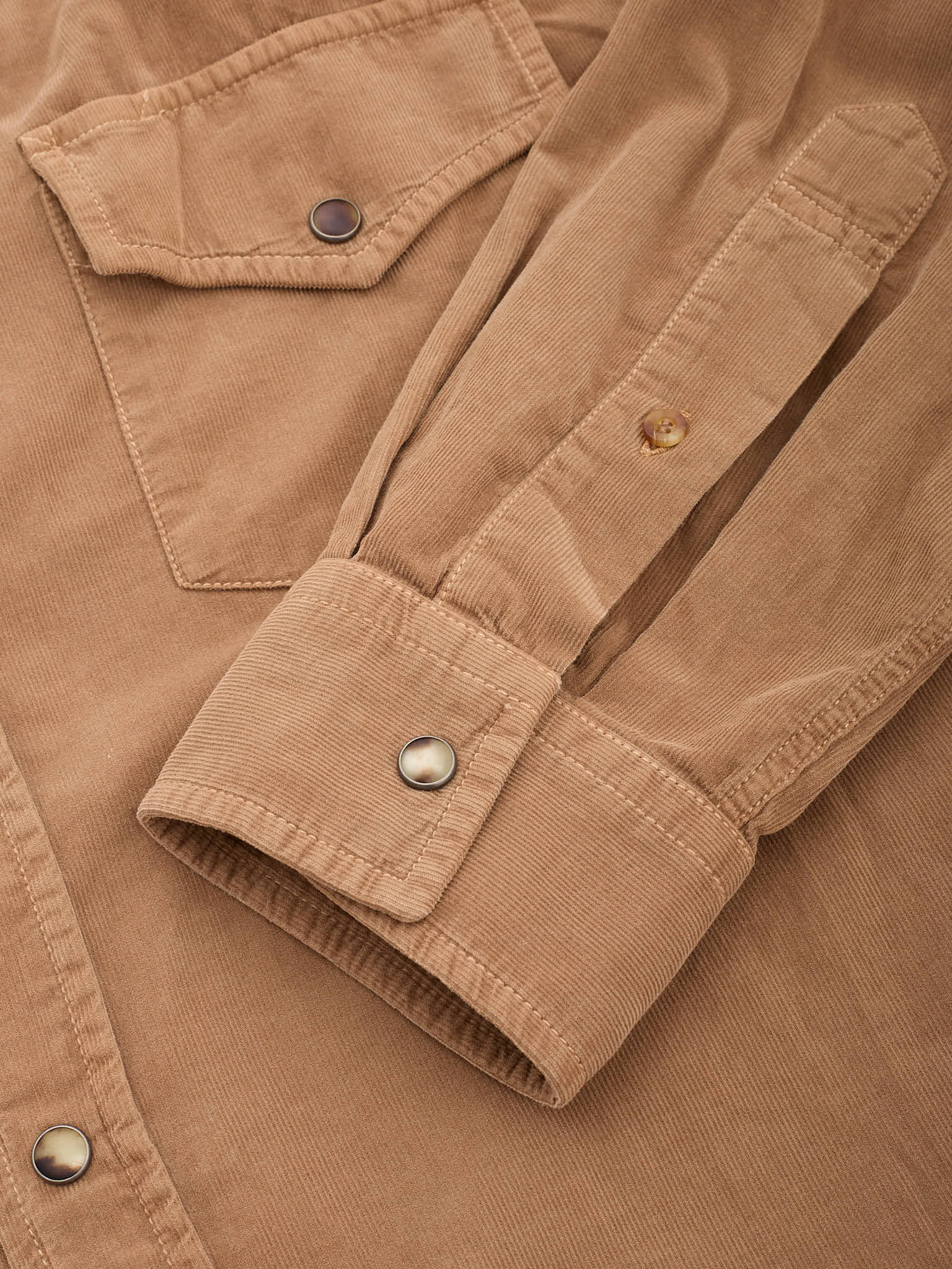 BRUNELLO CUCINELLI Beige Western Corduroy Leisure Fit Casual Shirt XL