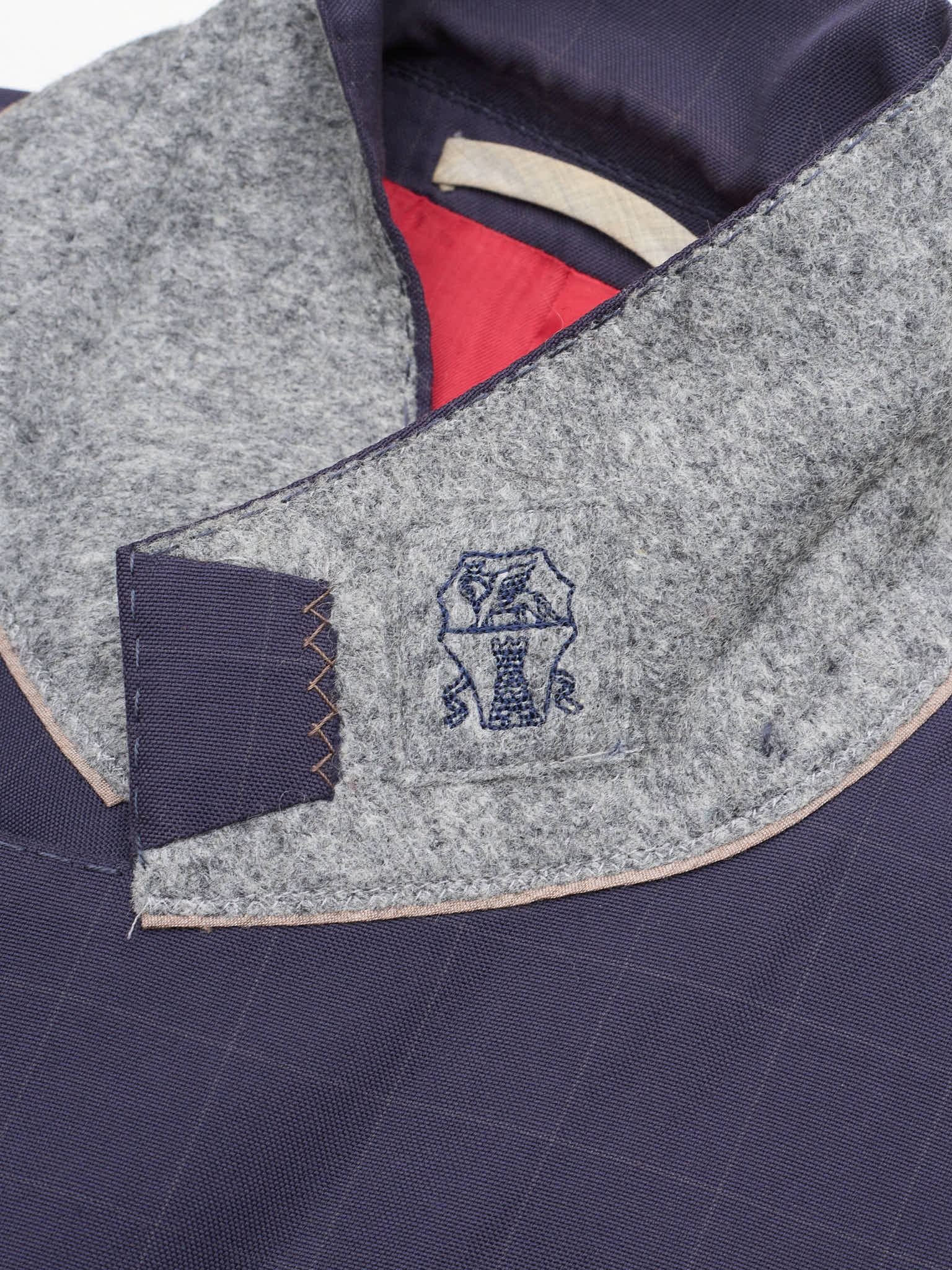 BRUNELLO CUCINELLI Navy Blue Plaid Cotton Jacket