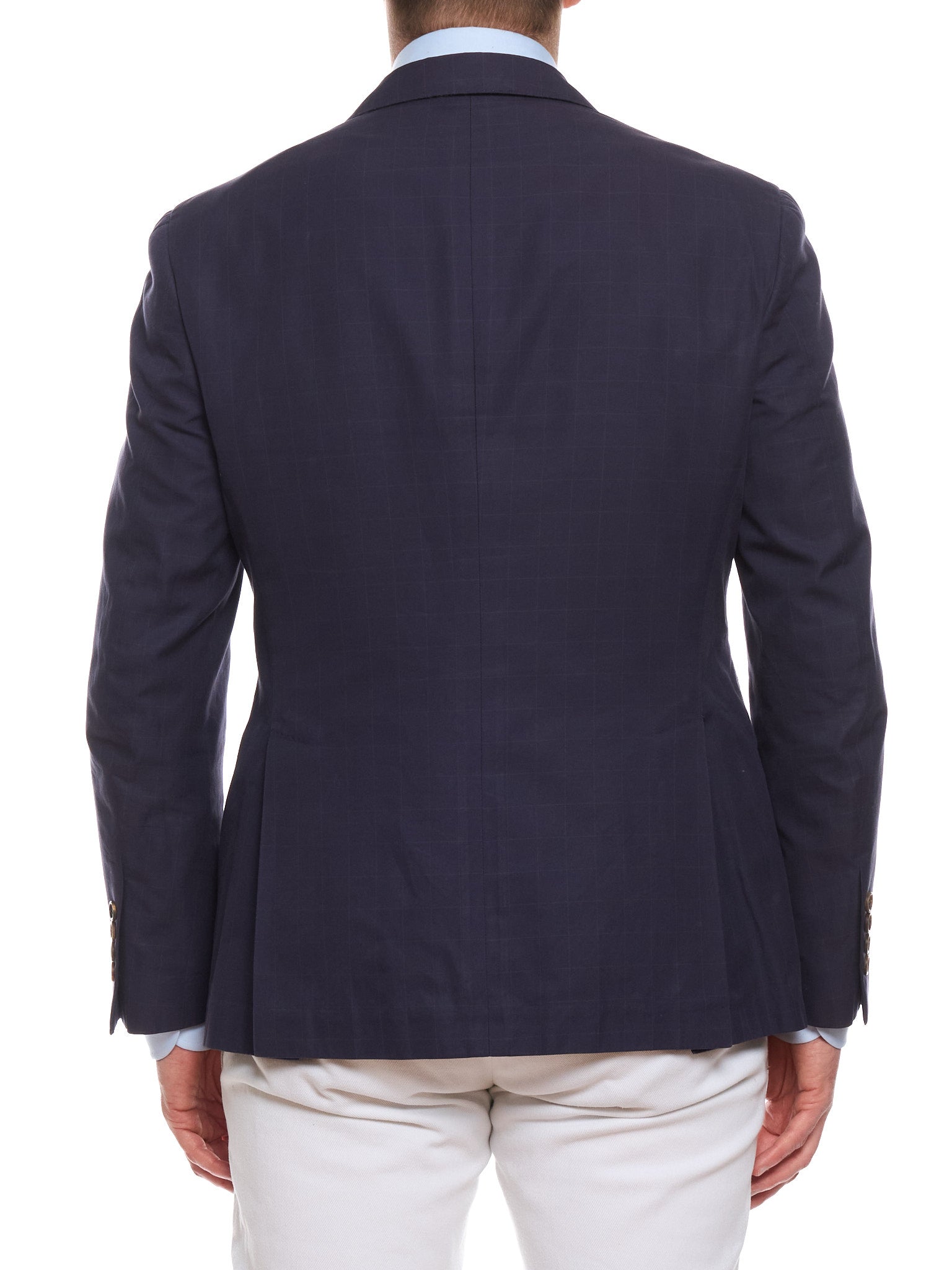 BRUNELLO CUCINELLI Navy Blue Plaid Cotton Jacket