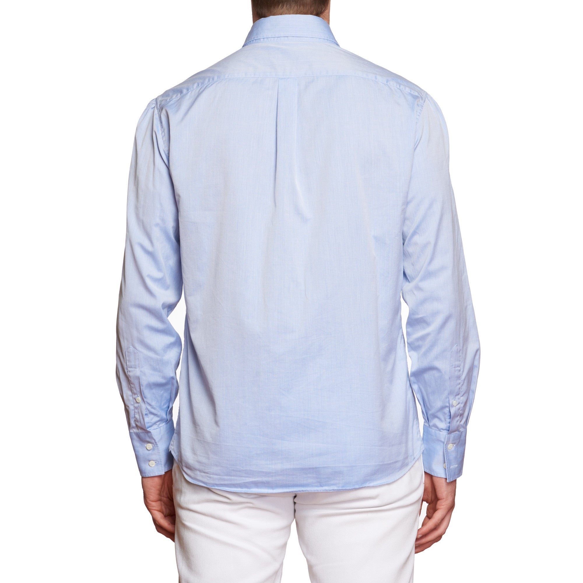 BRUNELLO CUCINELLI Solid Blue Cotton Button-Down Shirt Size M Basic Fit