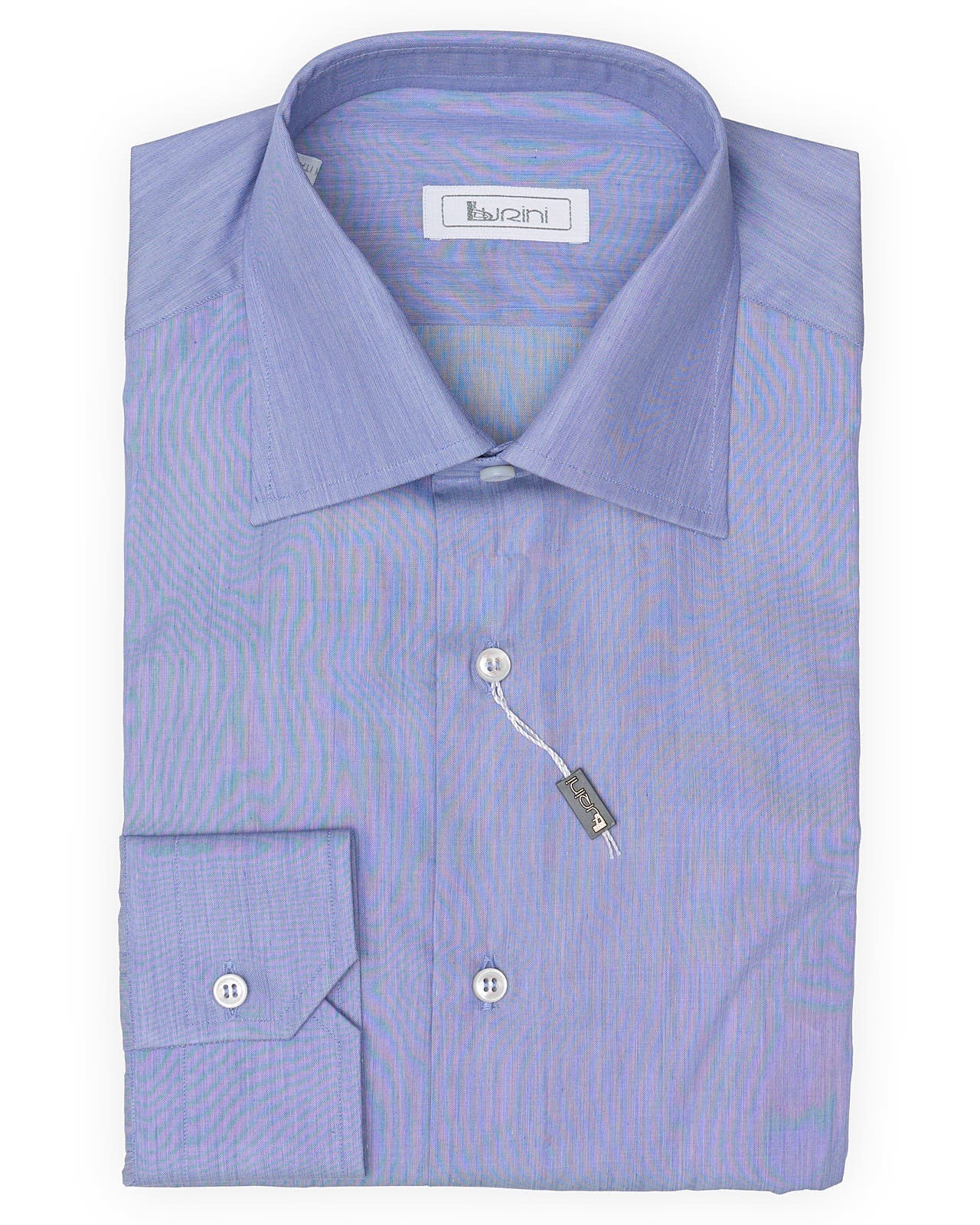 BURINI Blue End-on-end Luxury Dress Shirt EU 38 NEW US 15