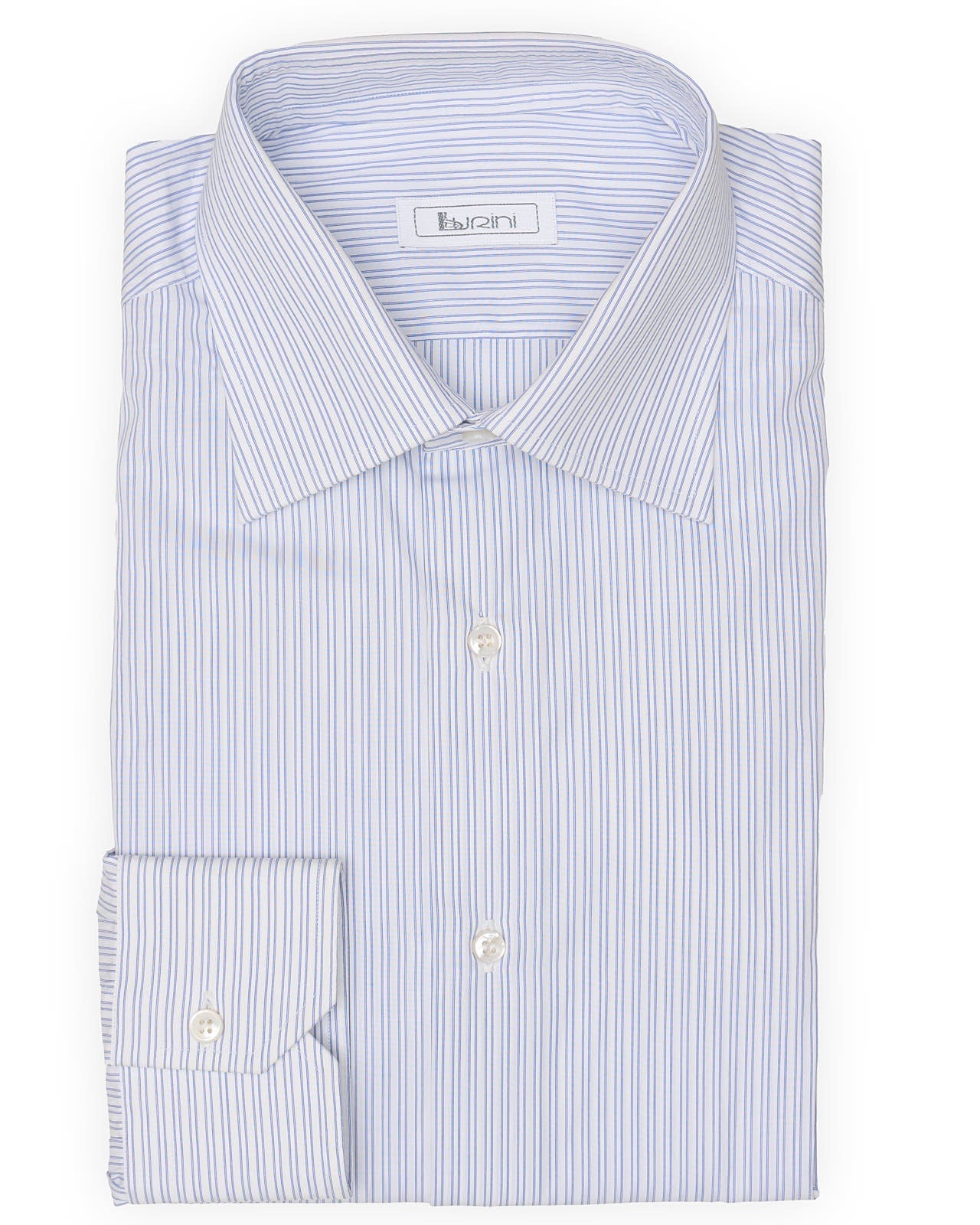 BURINI Luxury Blue Striped Cotton Dress Shirt EU 41 NEW US 16
