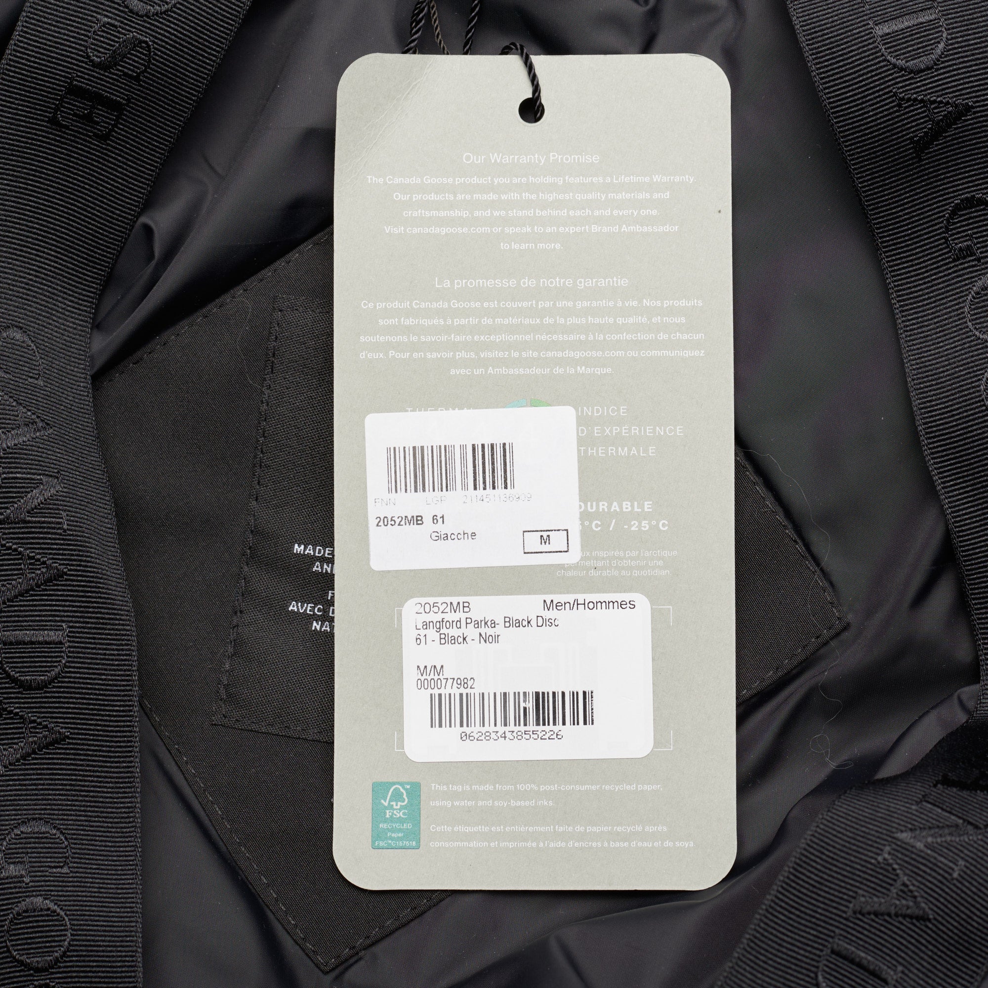 CANADA GOOSE  Langford Parka  Black Label 2052MB 61 Black Down Jacket Coat