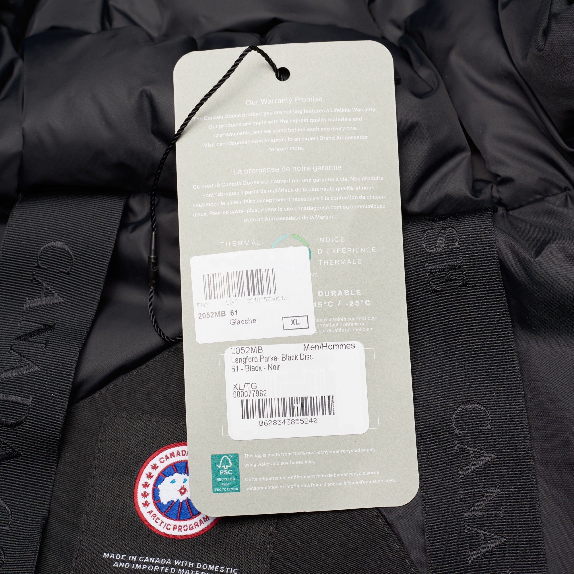 CANADA GOOSE  Langford Parka  Black Label 2052MB 61 Black Down Jacket Coat