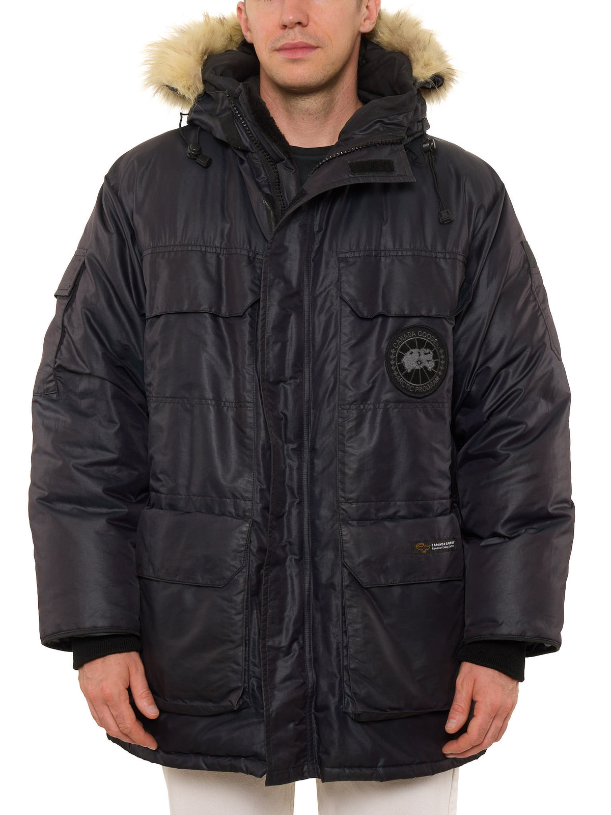 Rare CANADA GOOSE Expedition Parka Black Label Jacket Coyote Fur Ruff