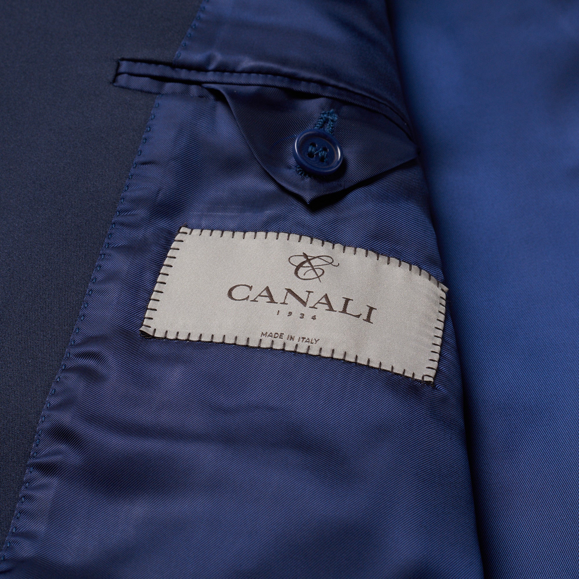 CANALI 1934 Navy Blue Water Resistant Wool 1 Button Formal Suit EU 50 US 40 Slim Fit CANALI