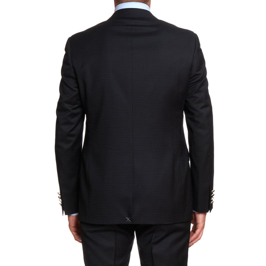 CANALI Dark Gray Patterned Wool Peak Lapel Suit EU 50 US 40 Regular Slim Fit Cut