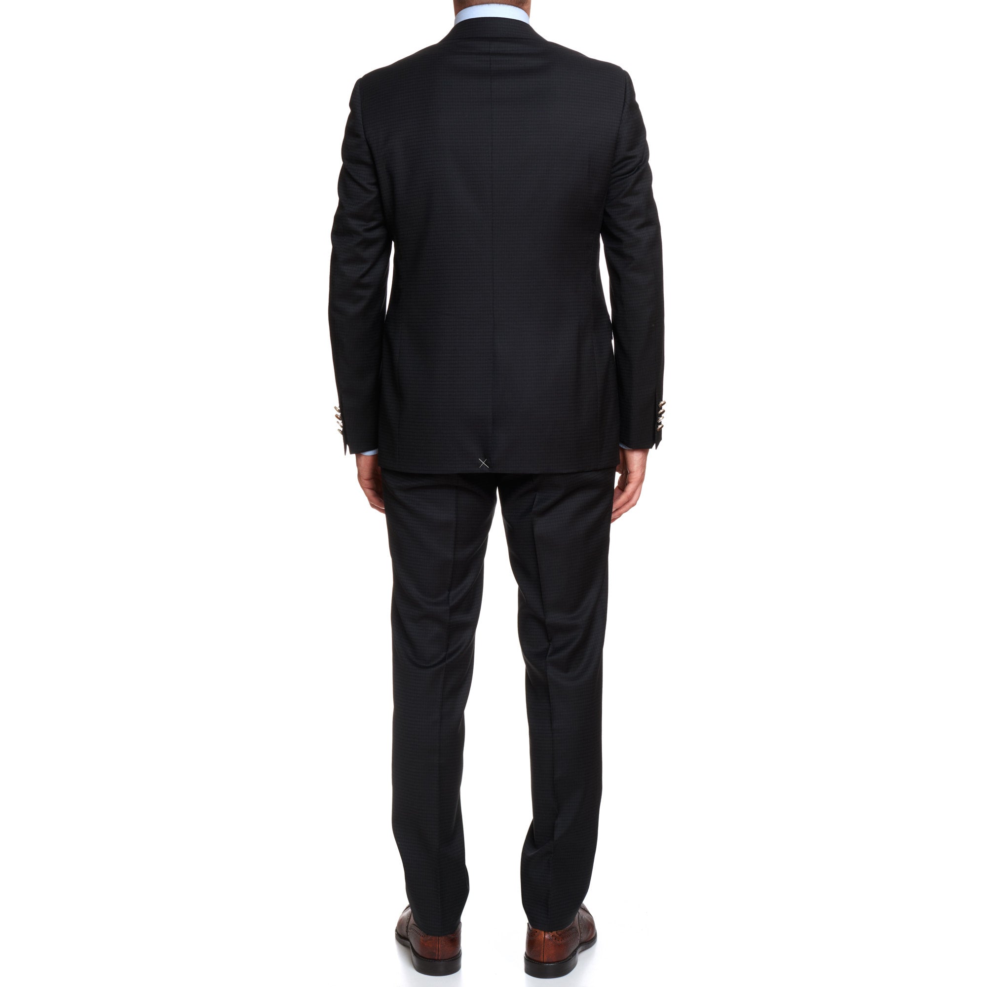 CANALI Dark Gray Patterned Wool Peak Lapel Suit EU 50 US 40 Regular Slim Fit Cut CANALI