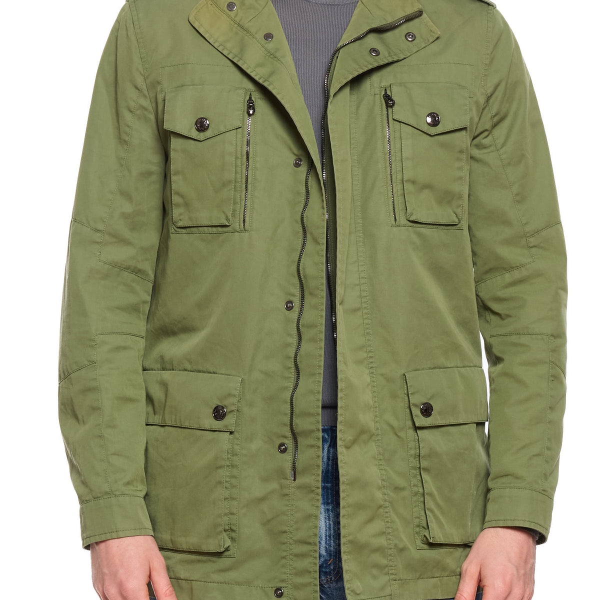 CANALI Green Rain&Wind Tech Cotton Polyamide Utility Jacket