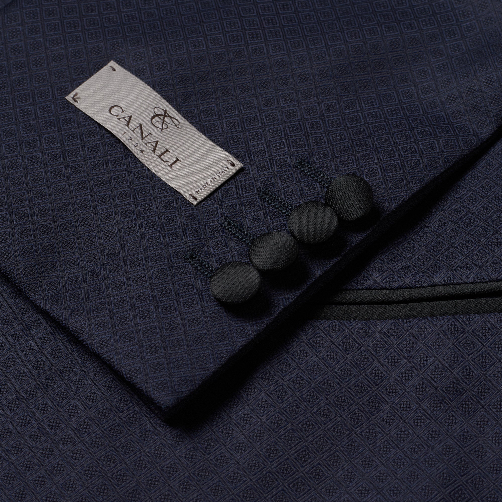 CANALI 1934 Dark Blue Jacquard Wool 3 Piece Peak Lapel Formal Suit EU 50 US 40 CANALI