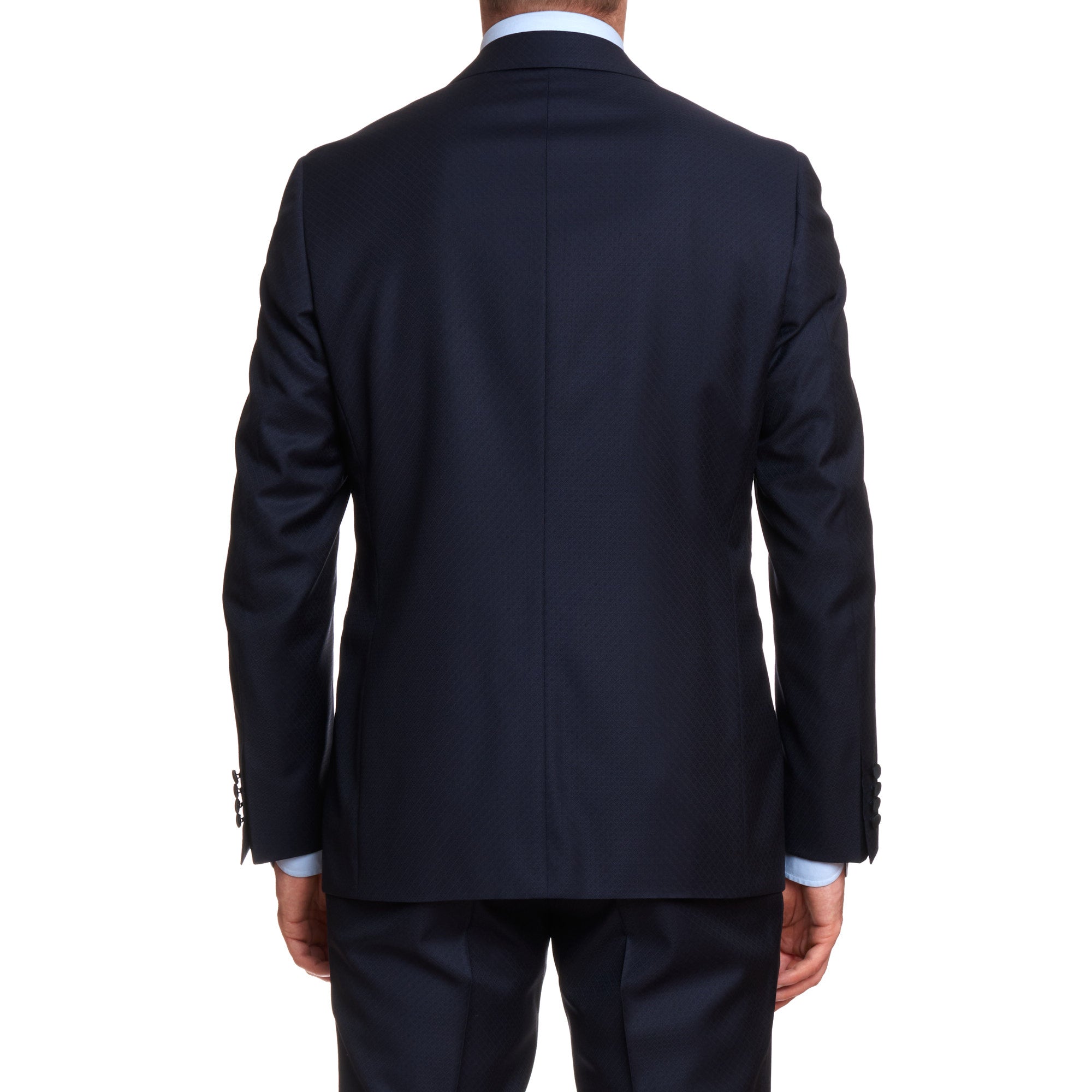 CANALI 1934 Dark Blue Jacquard Wool 3 Piece Peak Lapel Formal Suit EU 50 US 40