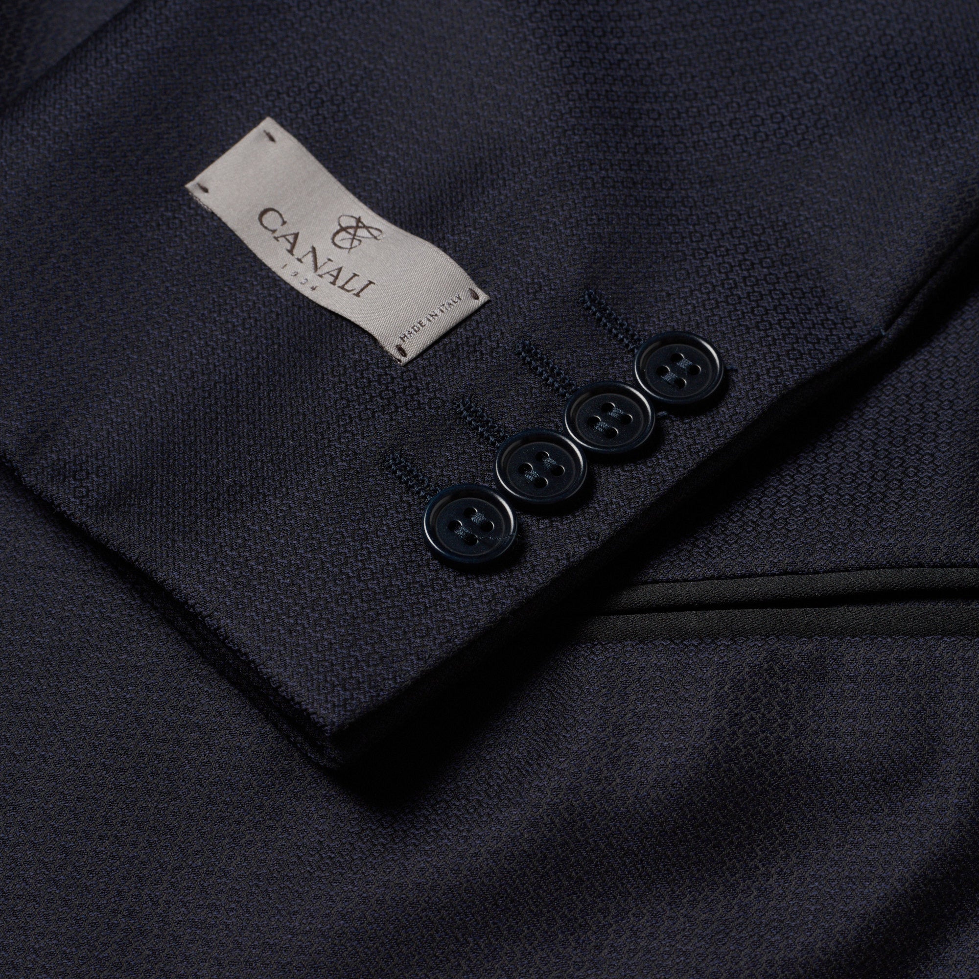 CANALI 1934 Blue Jacquard Wool 3 Piece Shawl Collar Formal Suit EU 50 US 40 Slim Fit CANALI