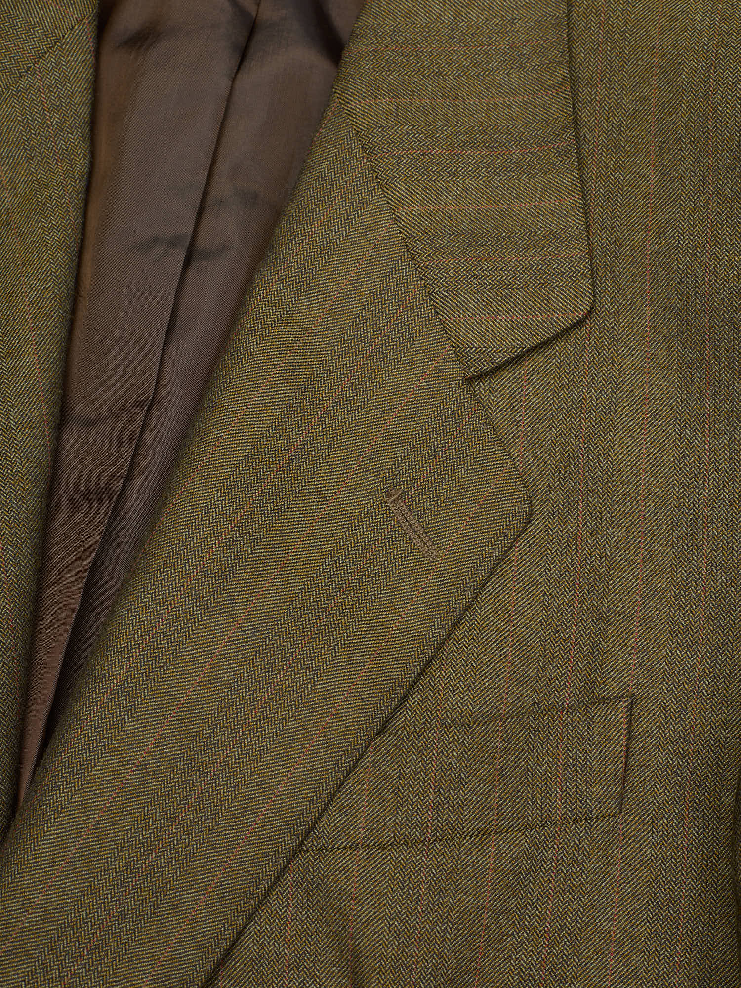 CANTARELLI Esquire Olive Green Herringbone Virgin Wool Suit