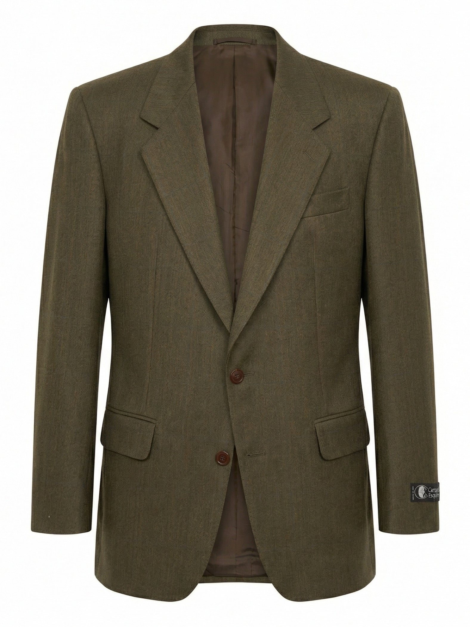 CANTARELLI Esquire Olive Green Herringbone Virgin Wool Suit