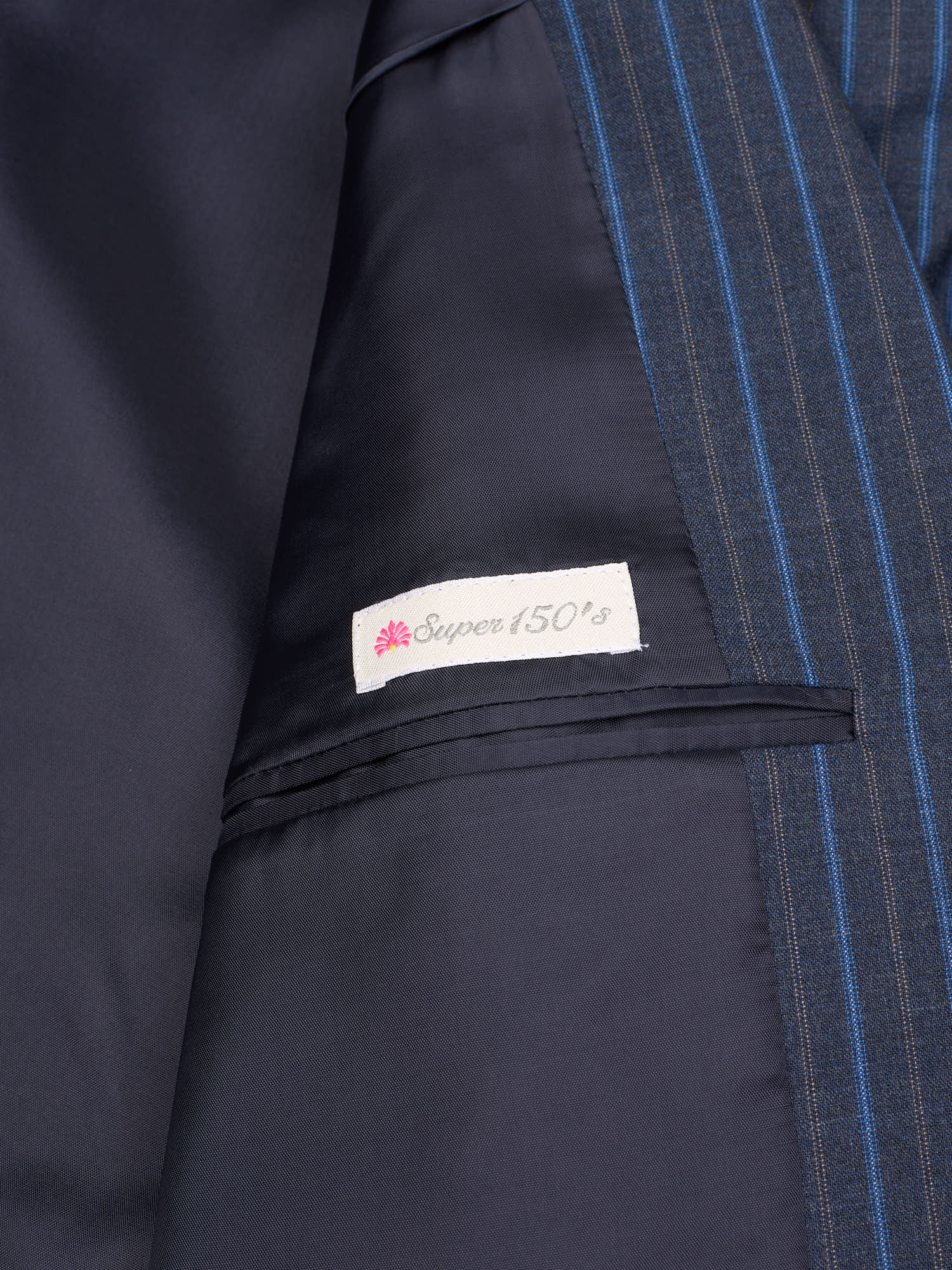 CANTARELLI for Sir Wilson Dark Blue Striped Virgin Wool S 150'S Suit