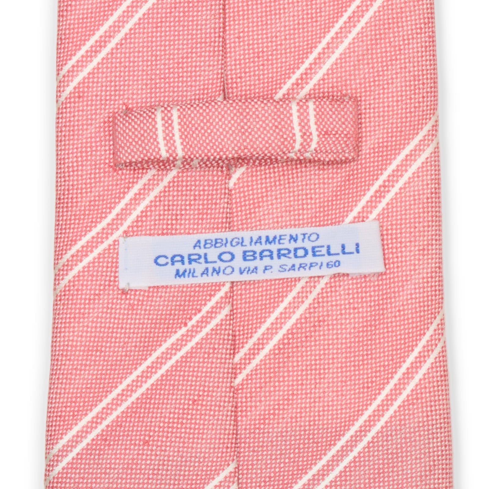 CARLO BARDELLI Pink Diagonal Striped Silk-Linen Tie NEW