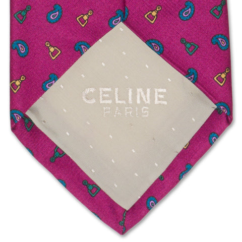 CELINE Paris Handmade Purple Macro-Design Silk Tie