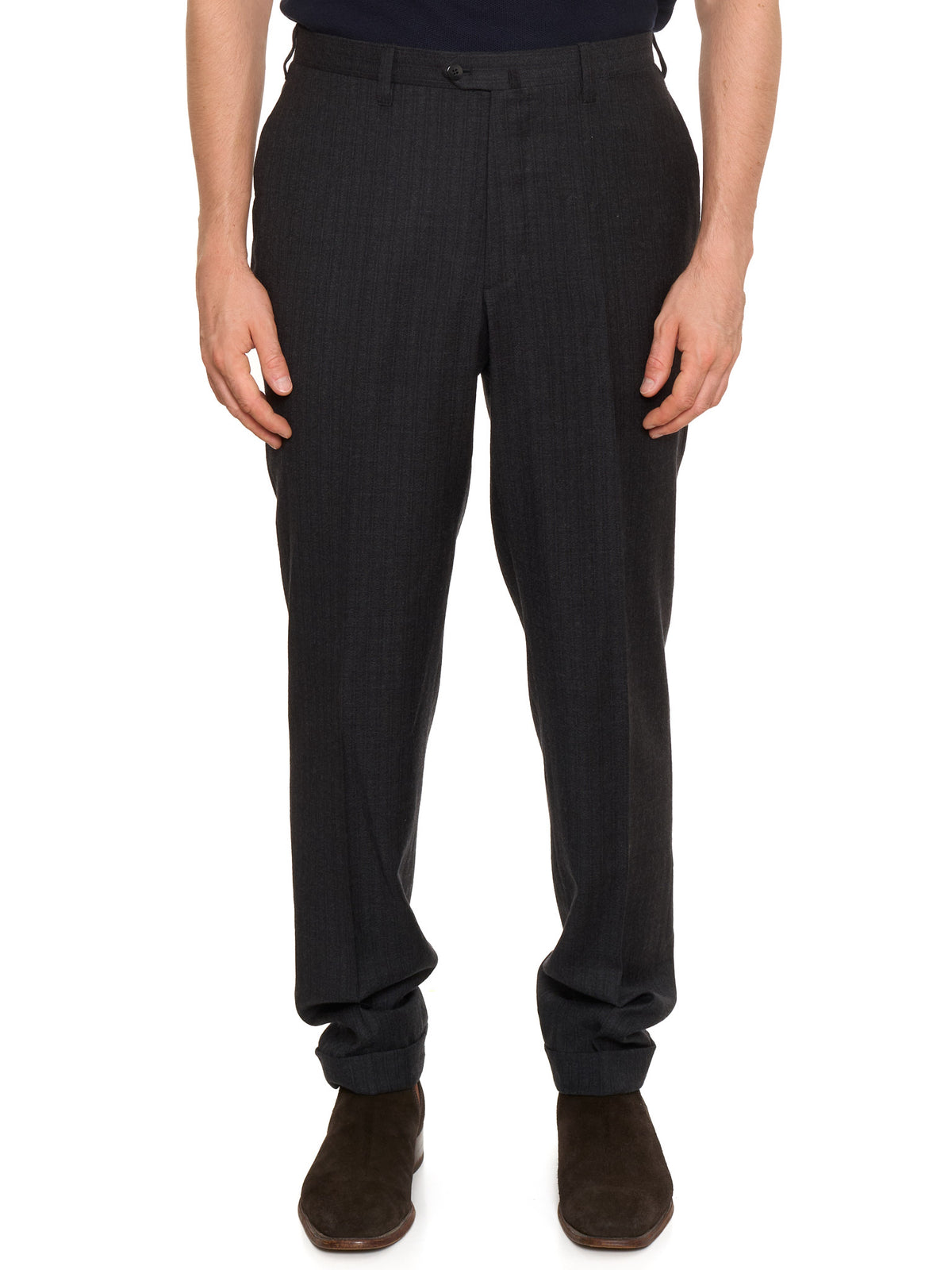 CESARE ATTOLINI Napoli Charcoal Gray Wool Suit US 44 EU 54
