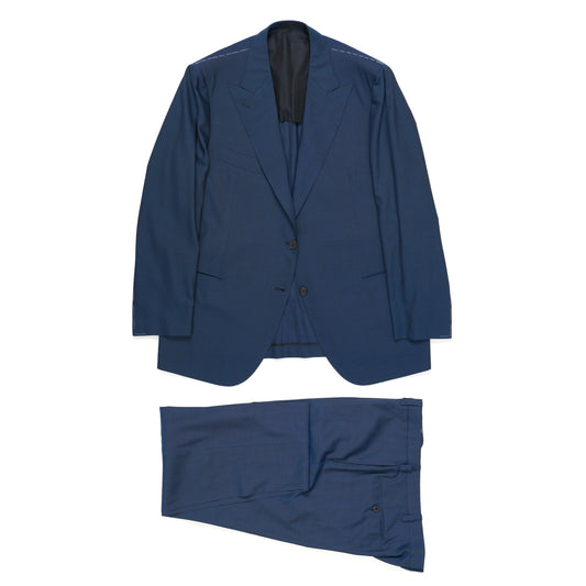 CESARE ATTOLINI Blue Summer Kid Mohair-Wool Super 130's Peak Lapel Suit 56 NEW 46