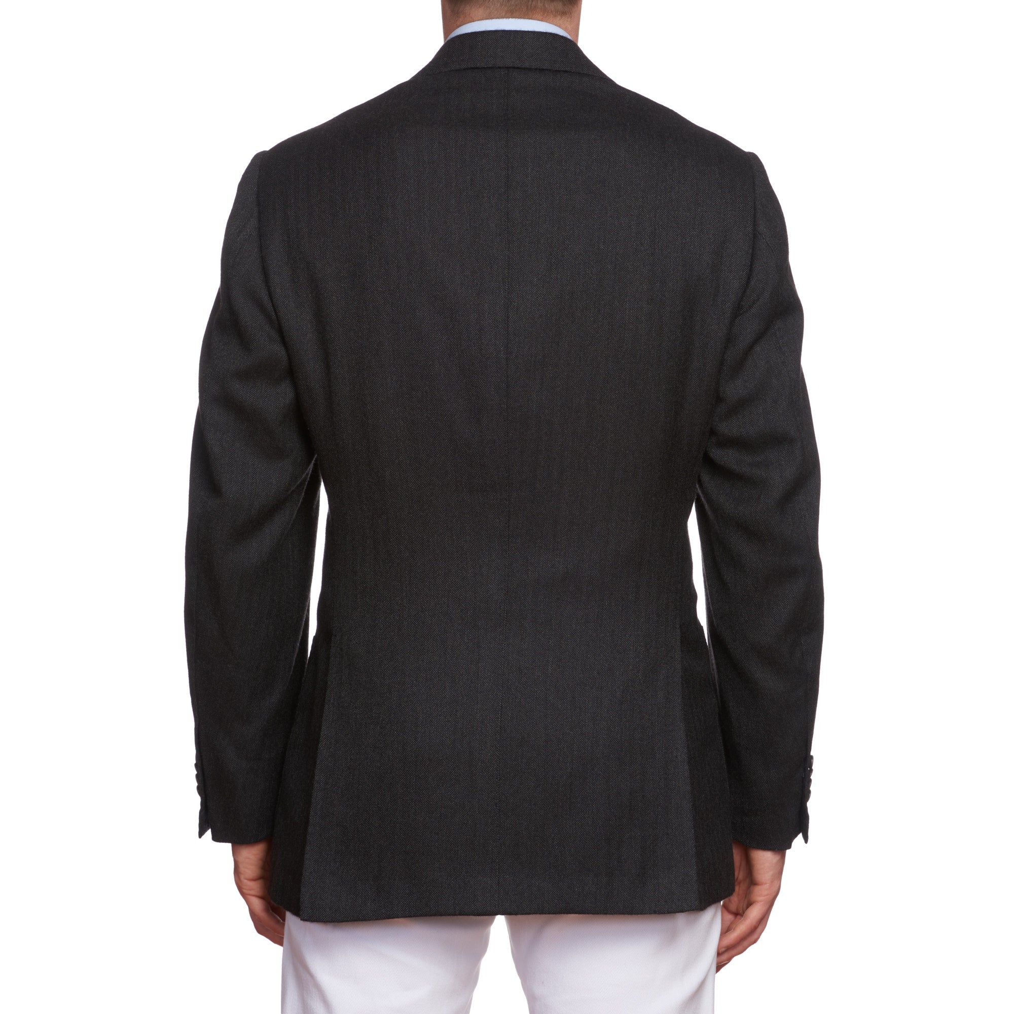 CESARE ATTOLINI Handmade Dark Gray Herringbone Cashmere Jacket EU 54 US 42