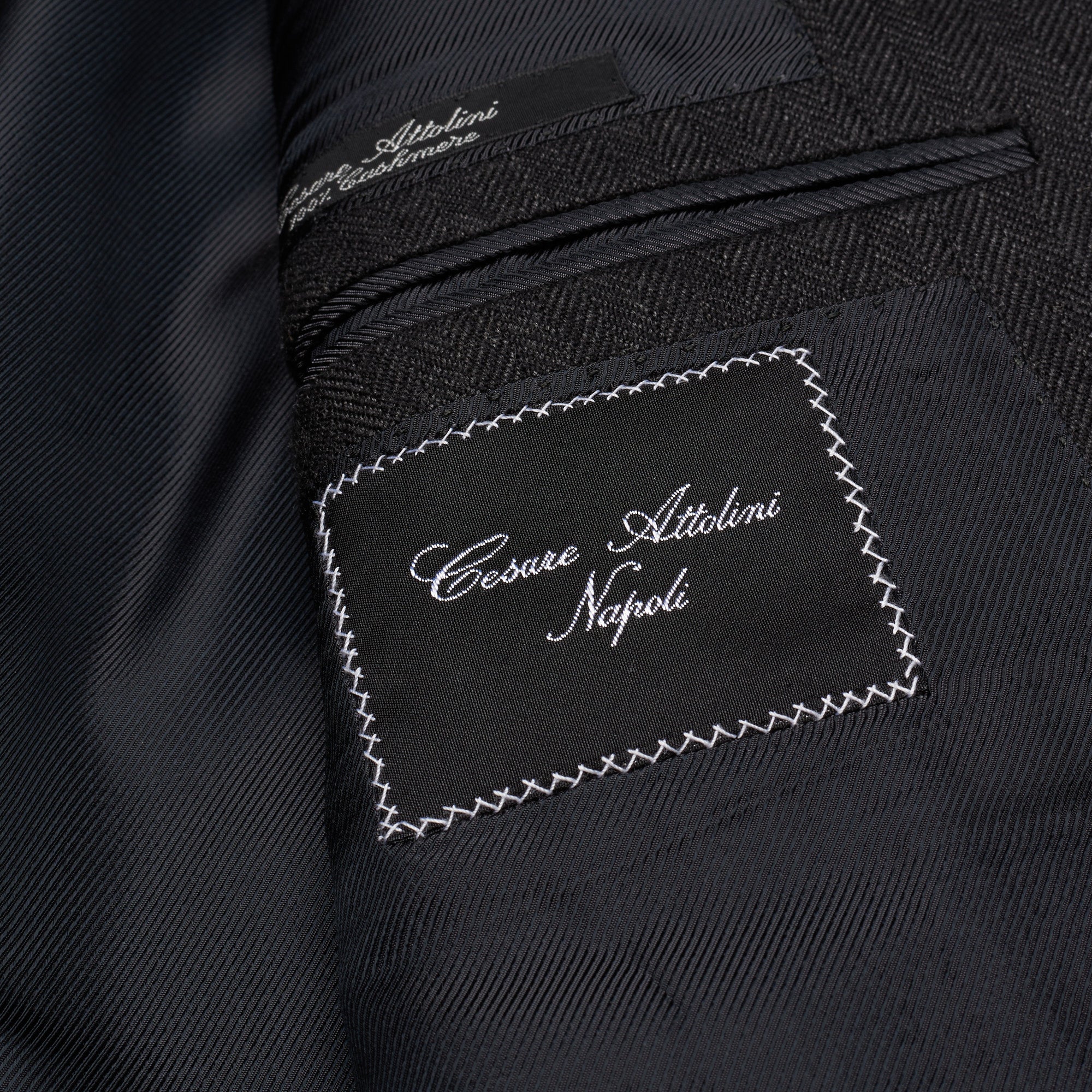 CESARE ATTOLINI Handmade Dark Gray Herringbone Cashmere Jacket EU 54 US 42