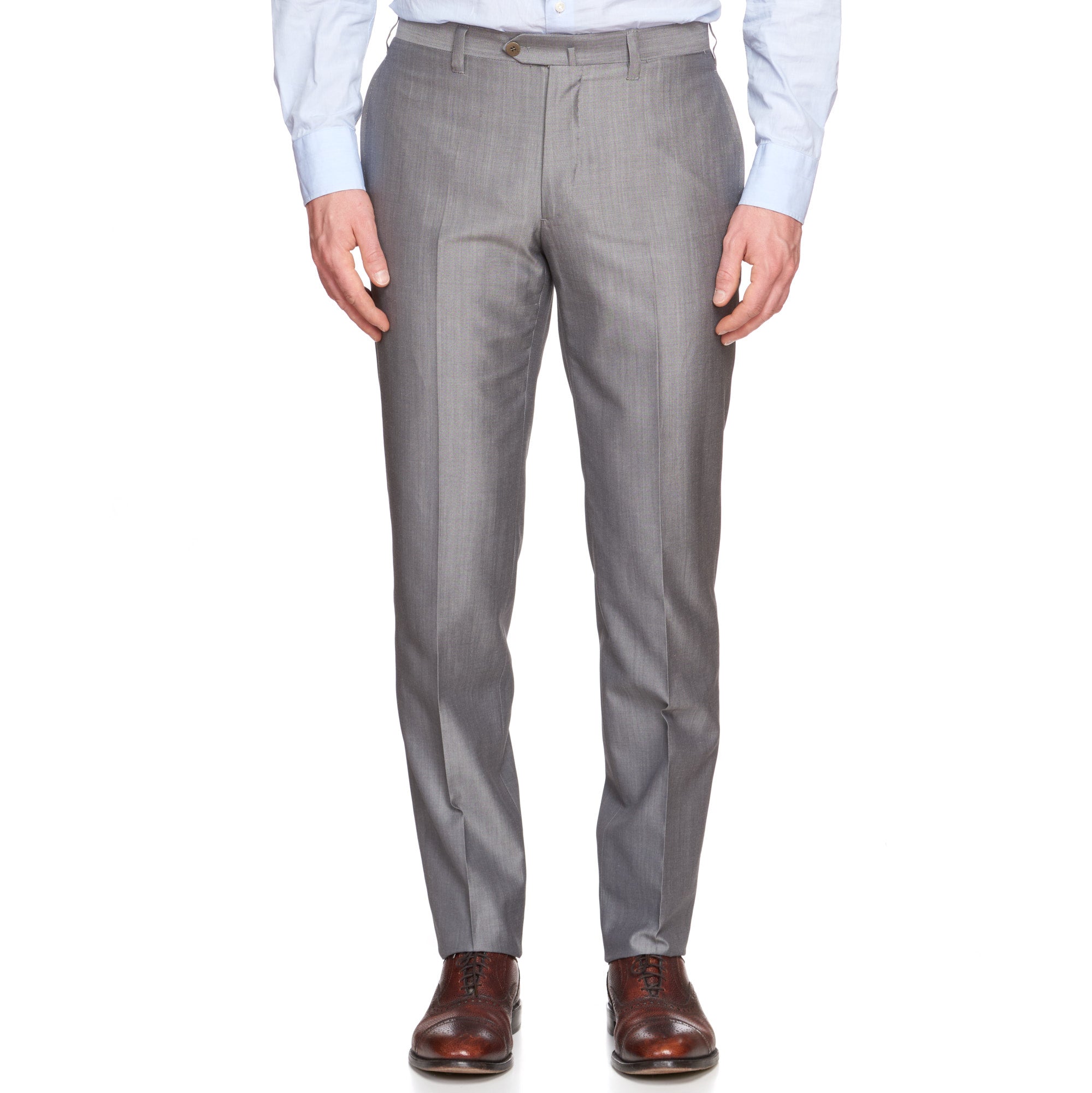 CESARE ATTOLINI Handmade Gray Cotton-Wool Super 120's Peak Lapel Suit NEW