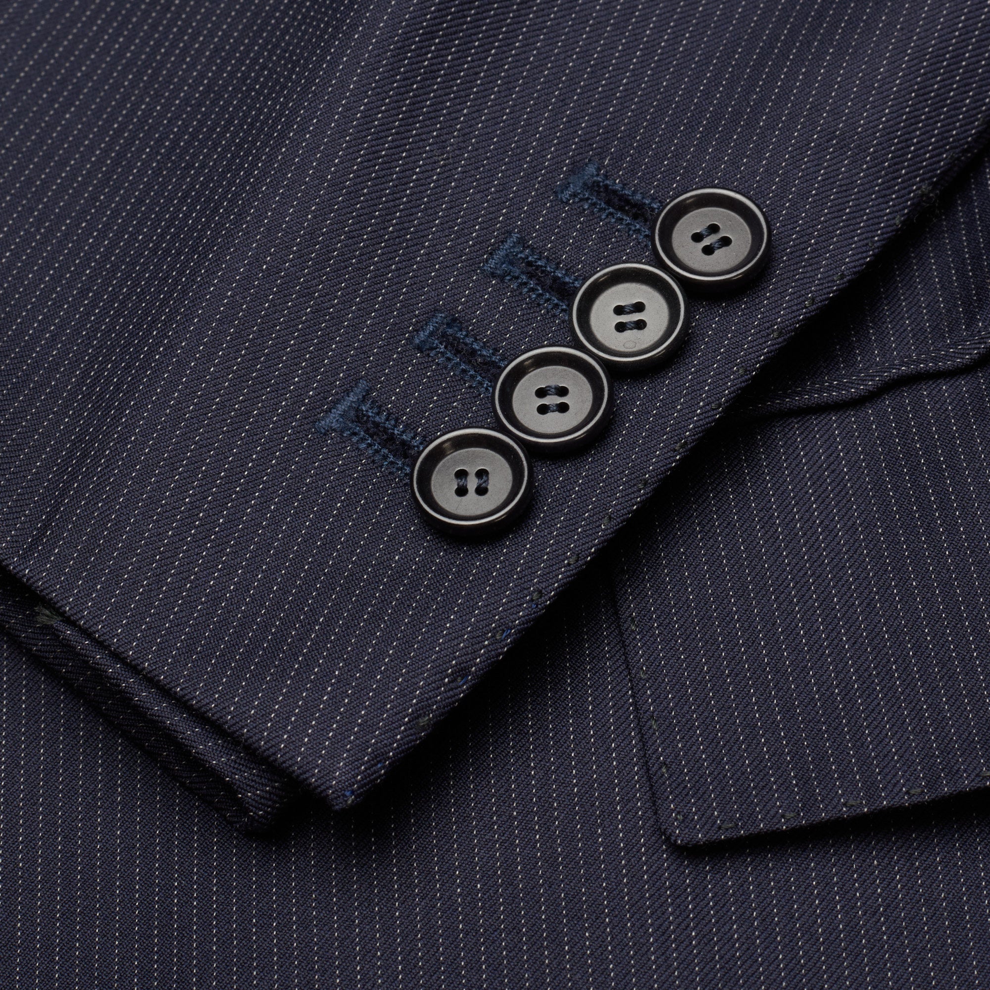 CESARE ATTOLINI Handmade Navy Blue Striped Wool Super 110's Jacket EU 48 US 38