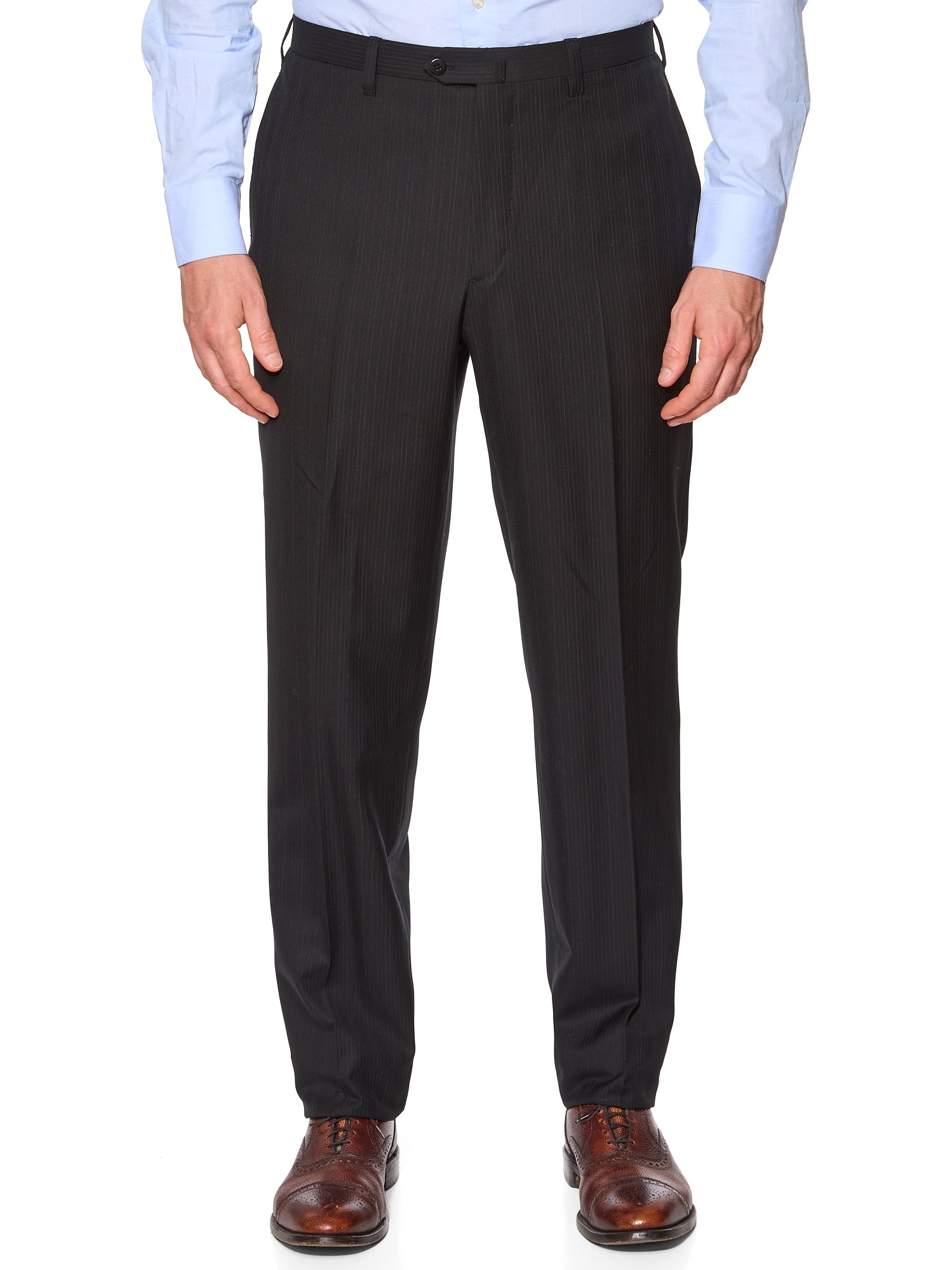 CESARE ATTOLINI Napoli Handmade Black Pinstripe Wool Suit EU 54 US 44