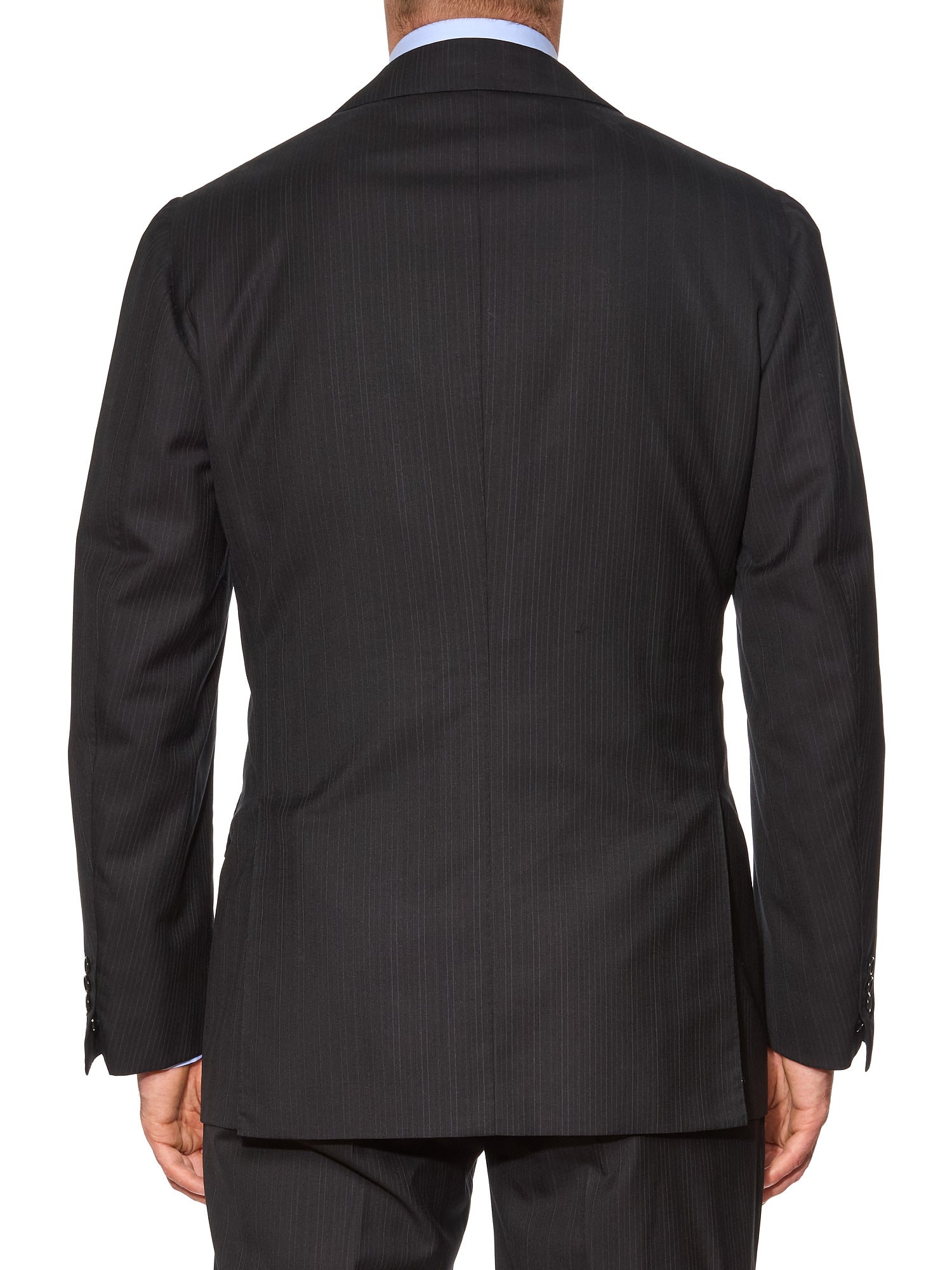 CESARE ATTOLINI Napoli Handmade Black Pinstripe Wool Suit EU 54 US 44